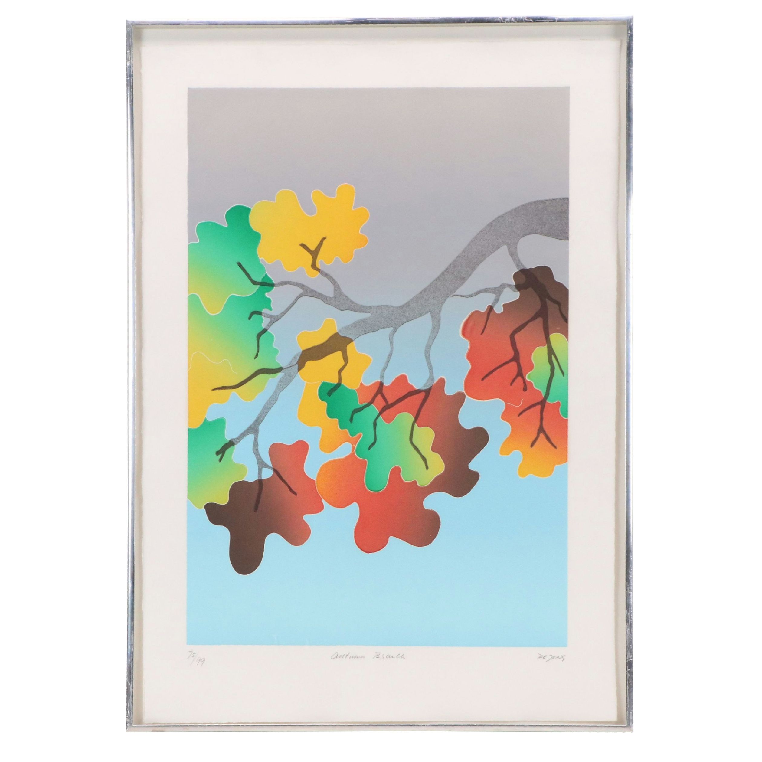 Thom De Jong Color Lithograph "Autumn Branch," Late 20th Century