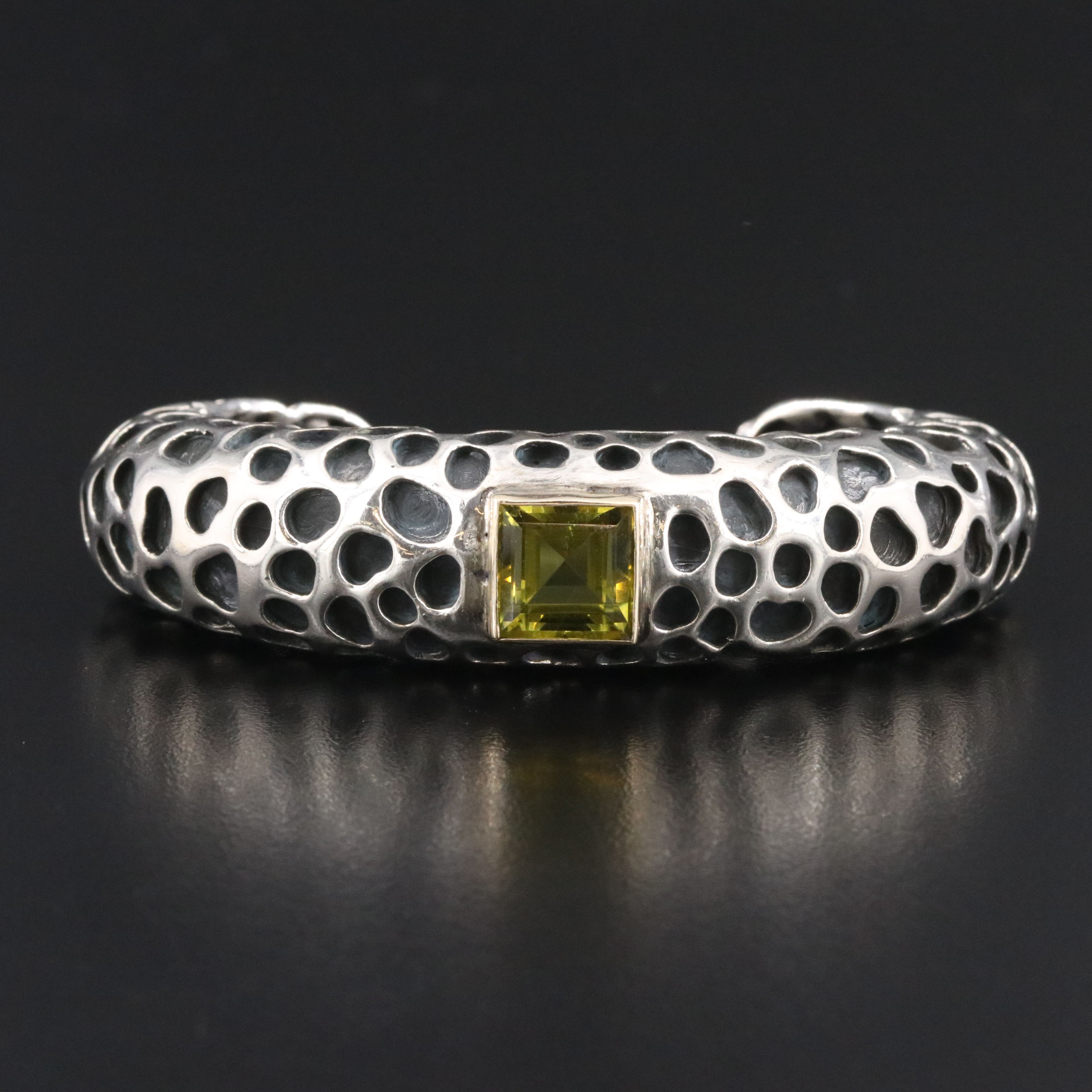 Dian Malouf Sterling Citrine Cuff Bracelet with 14K Accent
