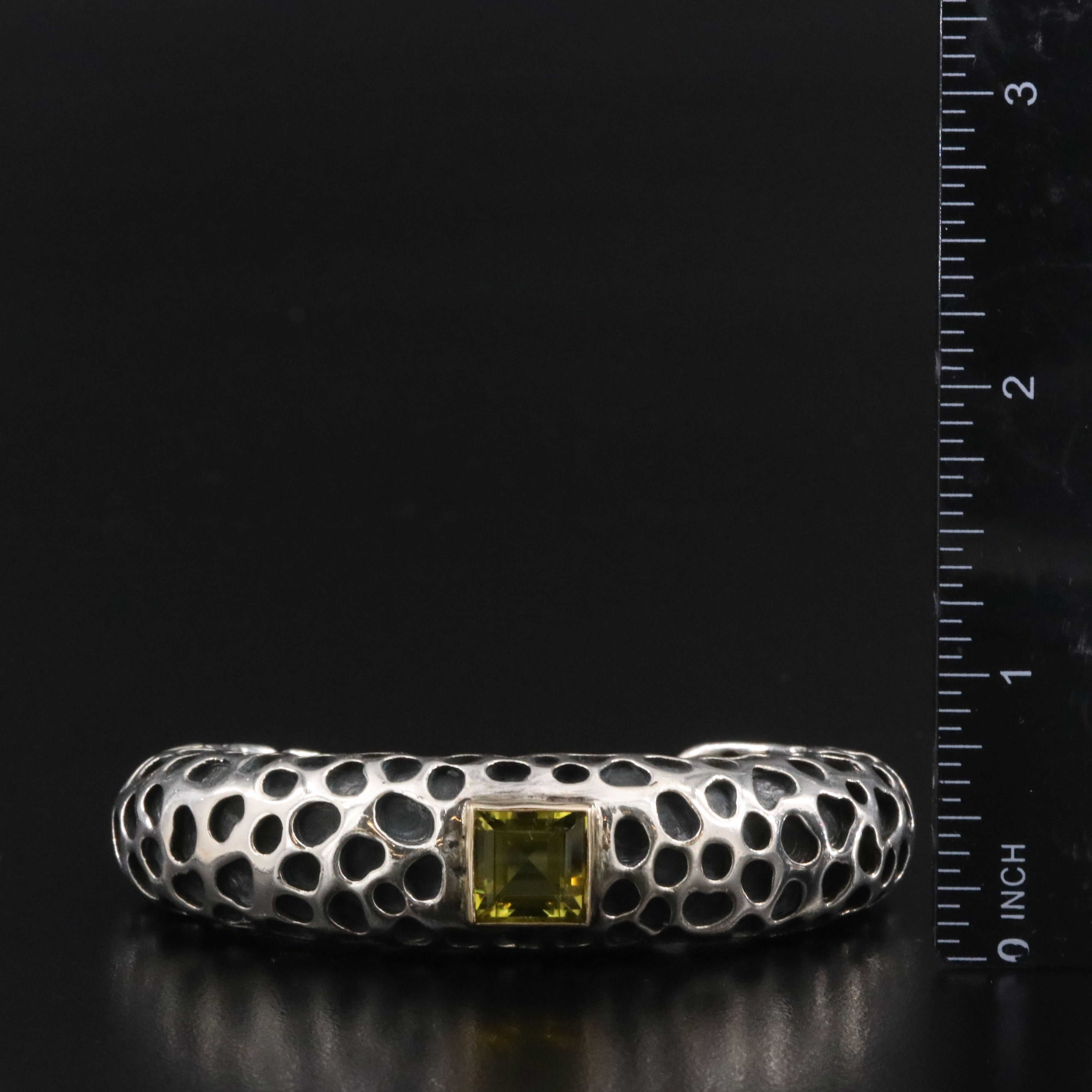 Dian Malouf Sterling Citrine Cuff Bracelet with 14K Accent