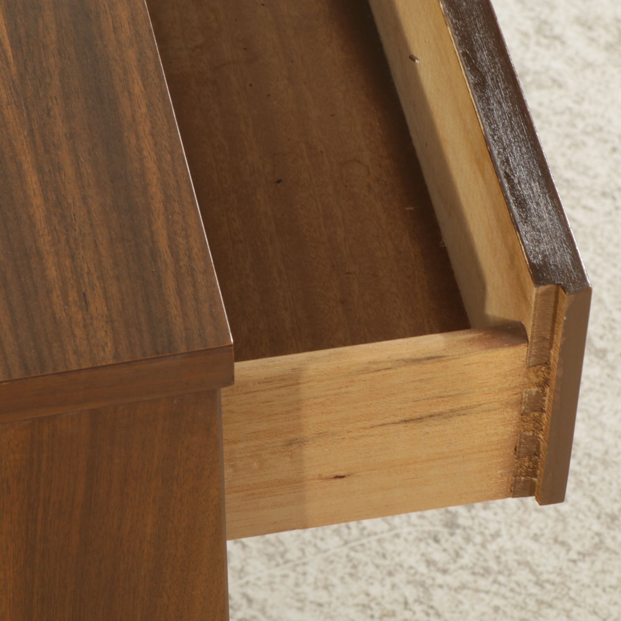 Mid Century Modern Nightstand with Wicker Door Decoration