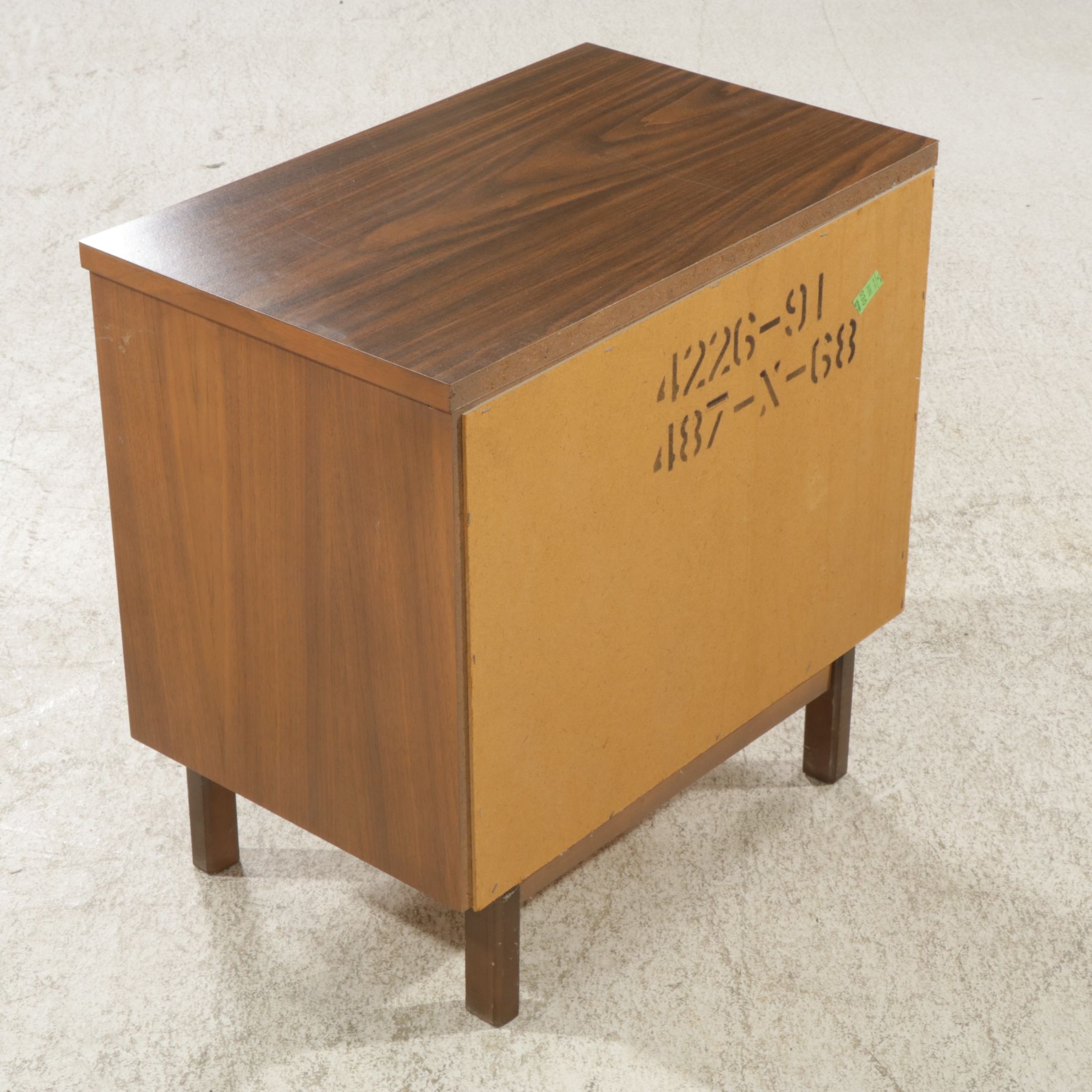 Mid Century Modern Nightstand with Wicker Door Decoration