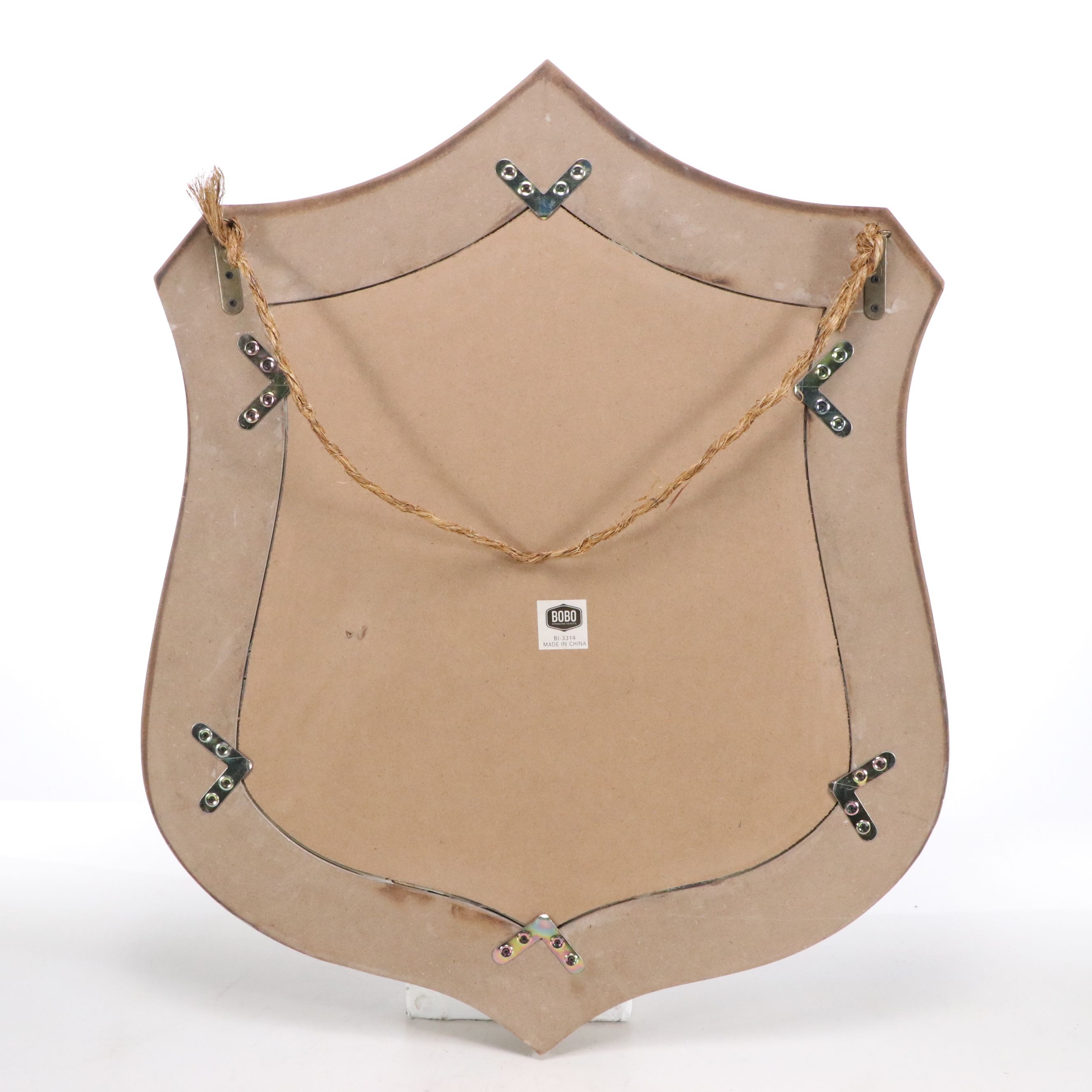 Armorial Style Rustic Wooden Wall Mirror