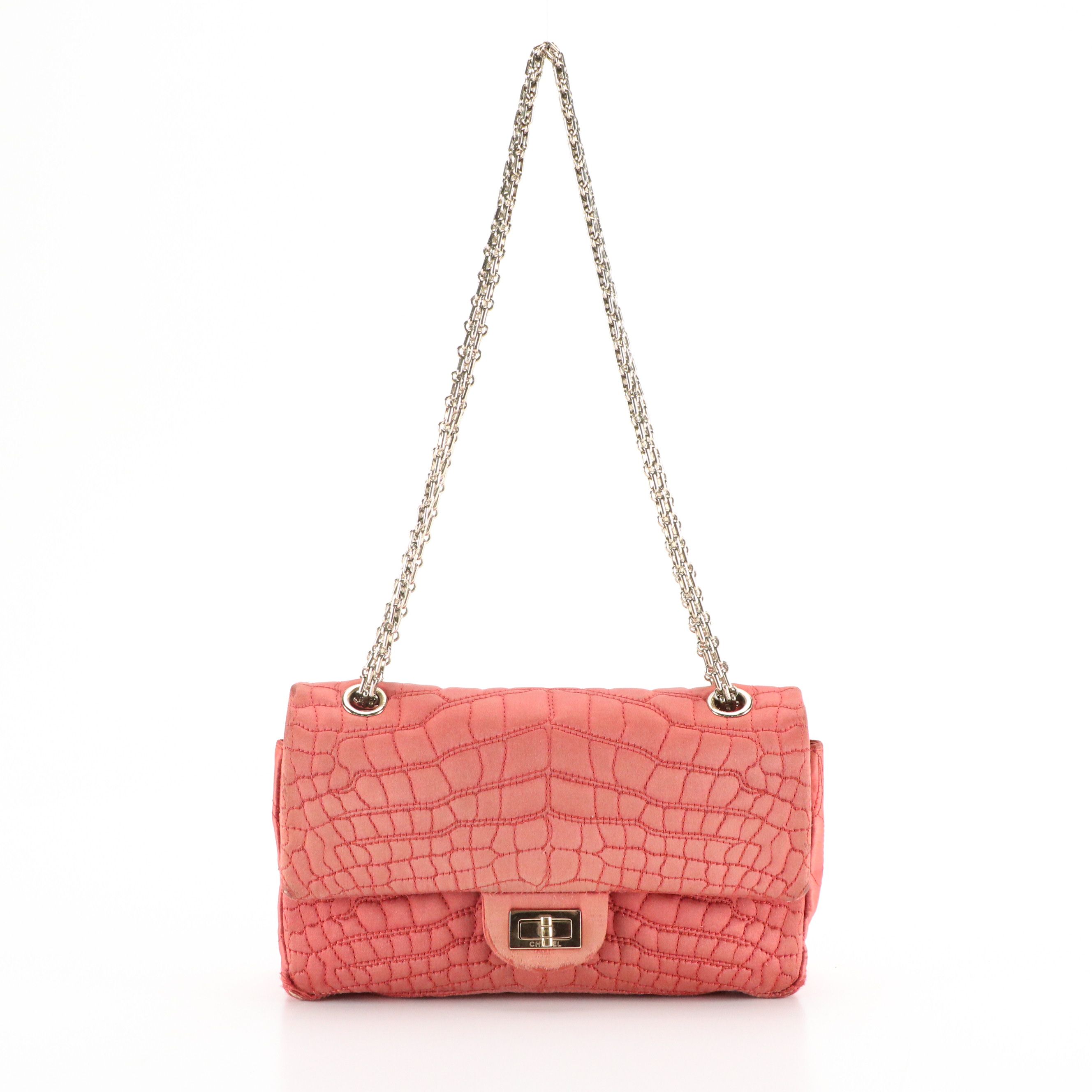 Chanel 2.55 Reissue Flap Chain Bag in Crocodile Quilted Silk