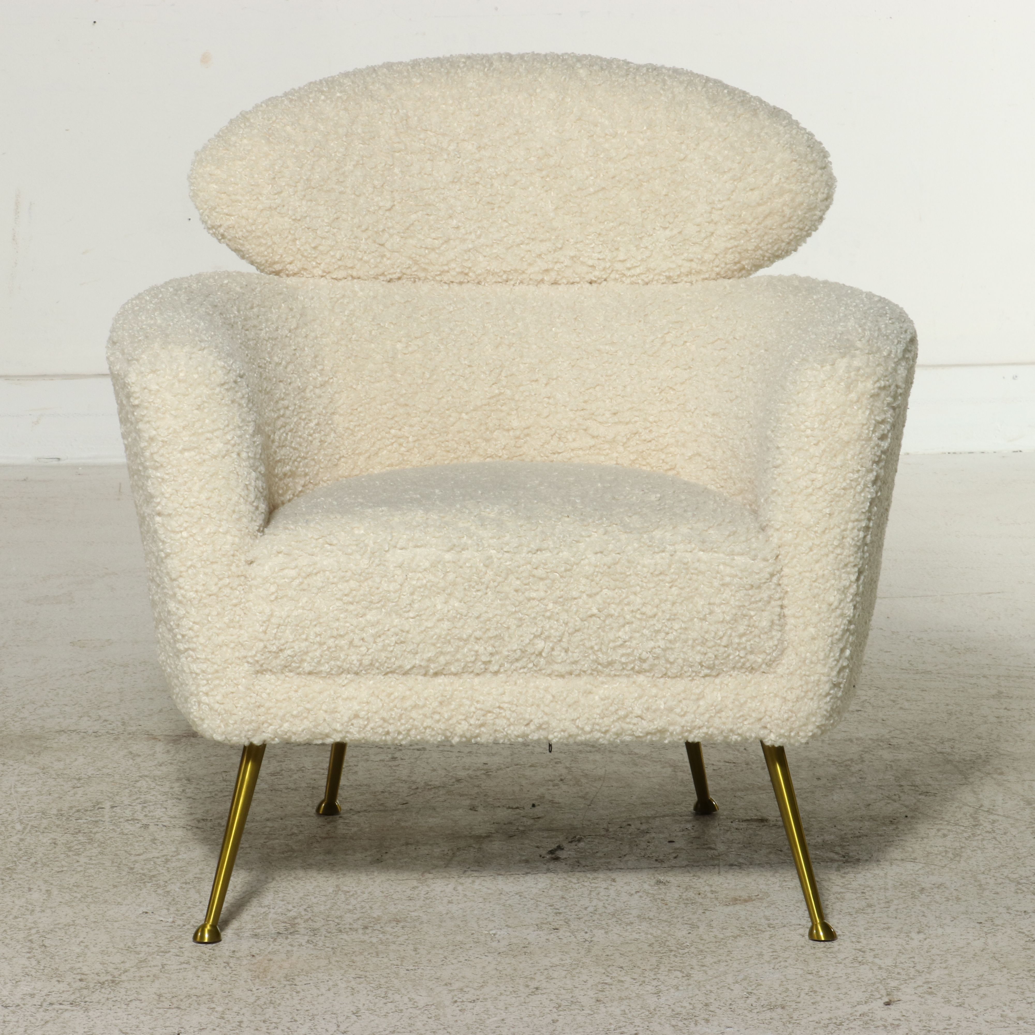 Mid Century Modern Style Bouclé Upholstered Armchair