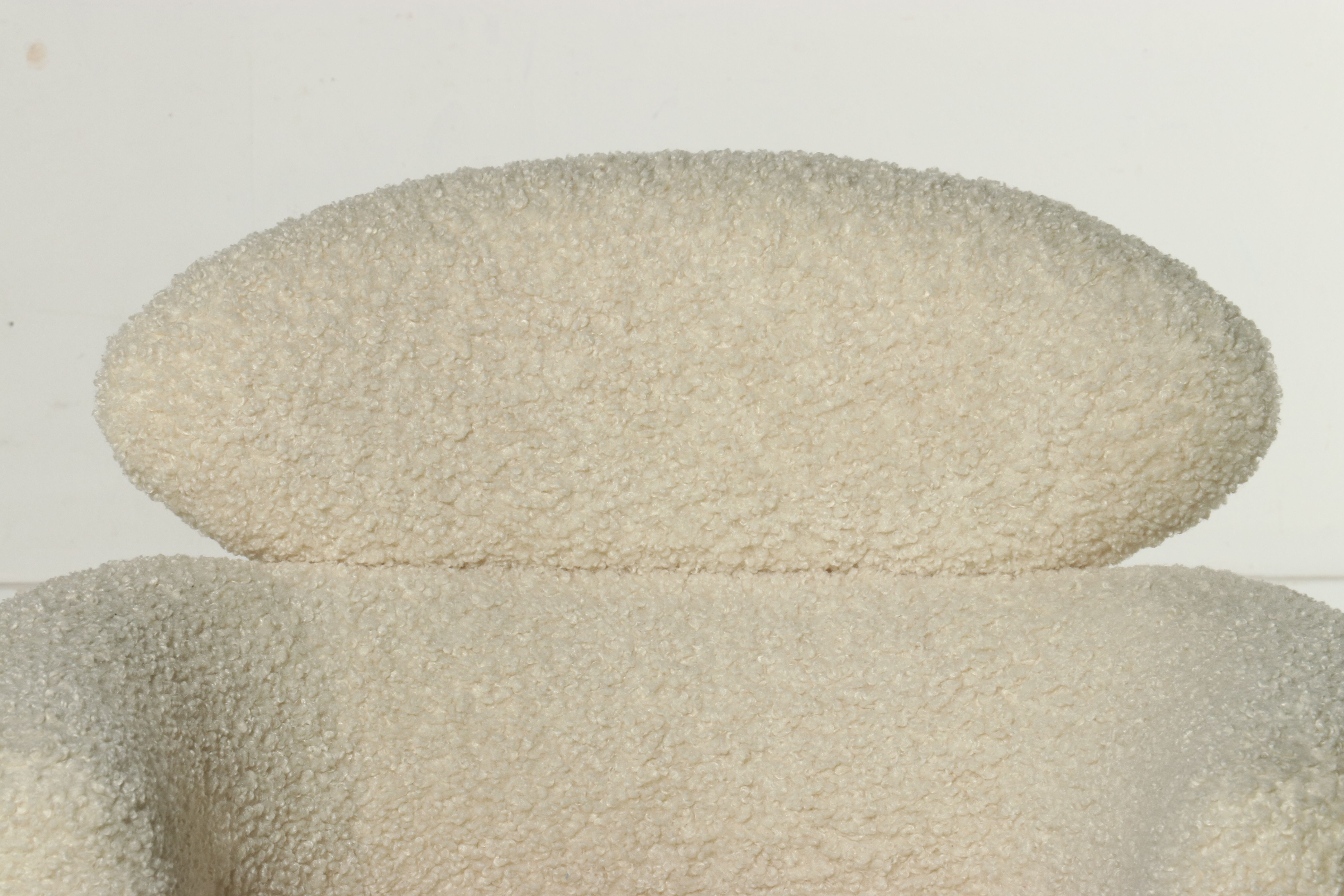 Mid Century Modern Style Bouclé Upholstered Armchair