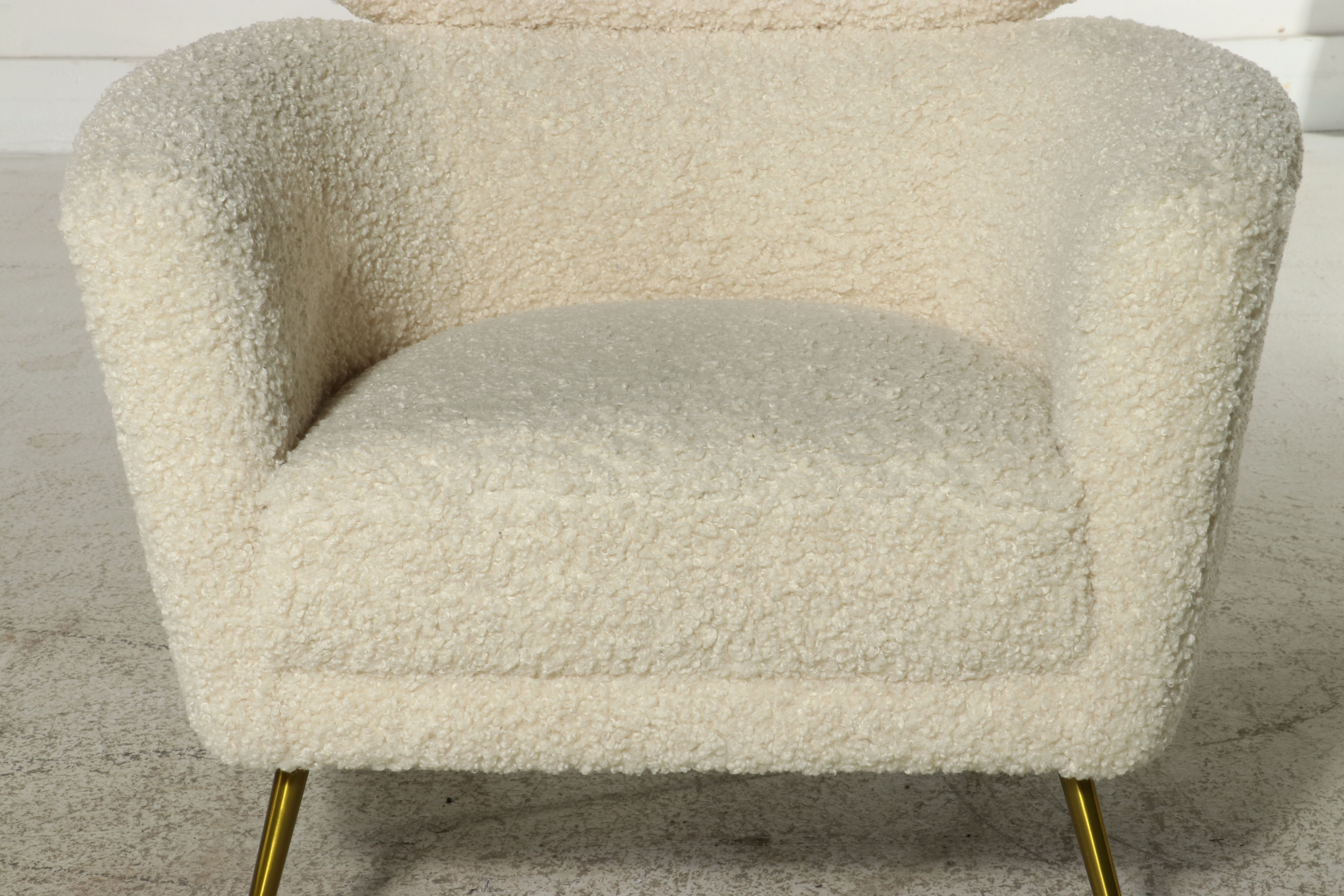 Mid Century Modern Style Bouclé Upholstered Armchair