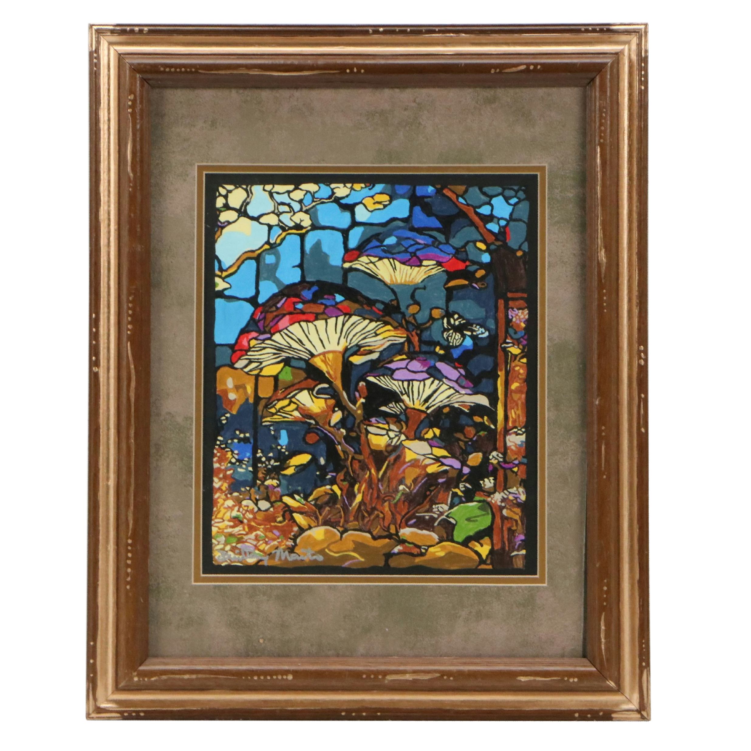 Brittony Martin Acrylic Painting of Mushrooms, Circa 2026