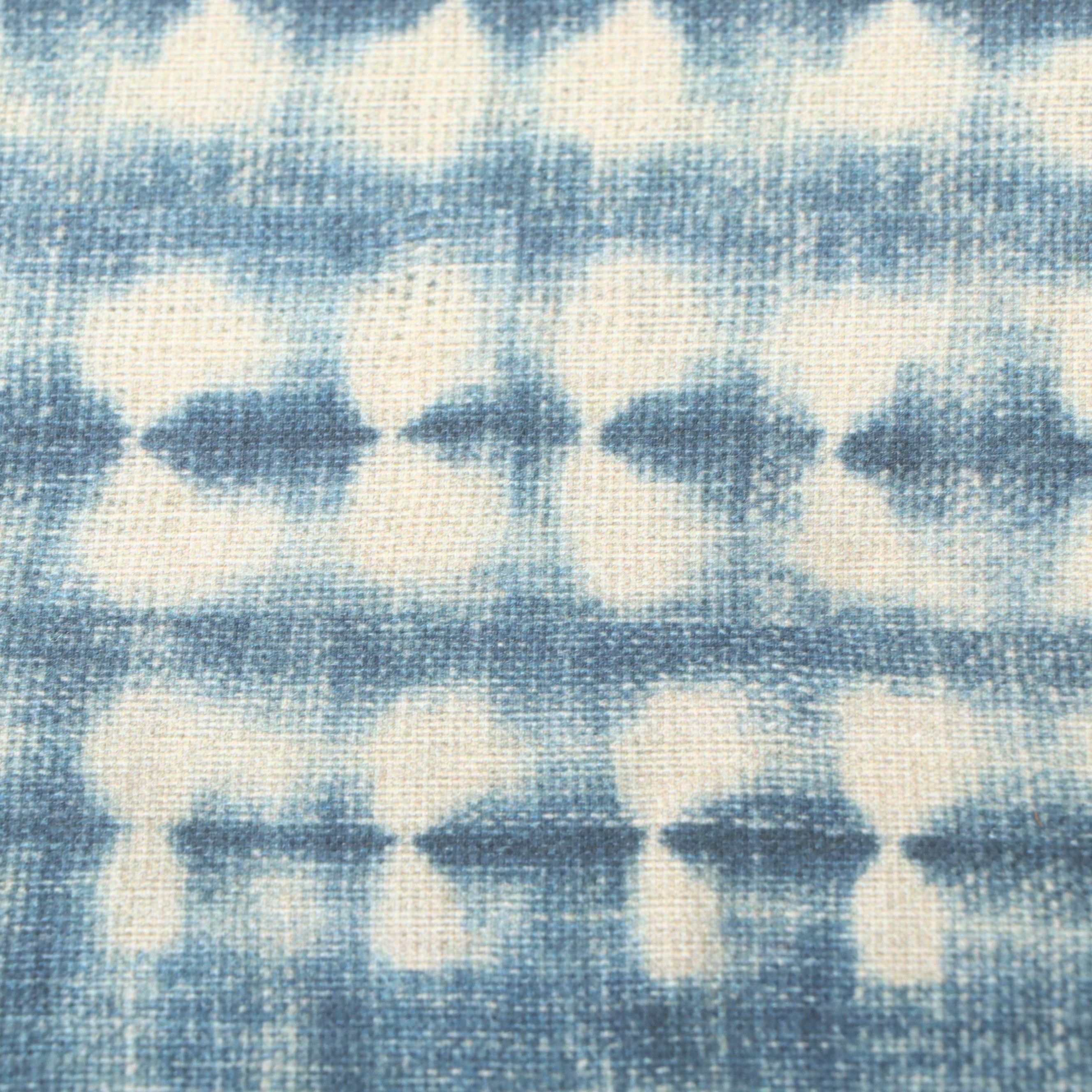 Pair of Skyline Furniture Blue Batik Upholstered Cylindrical Ottomans