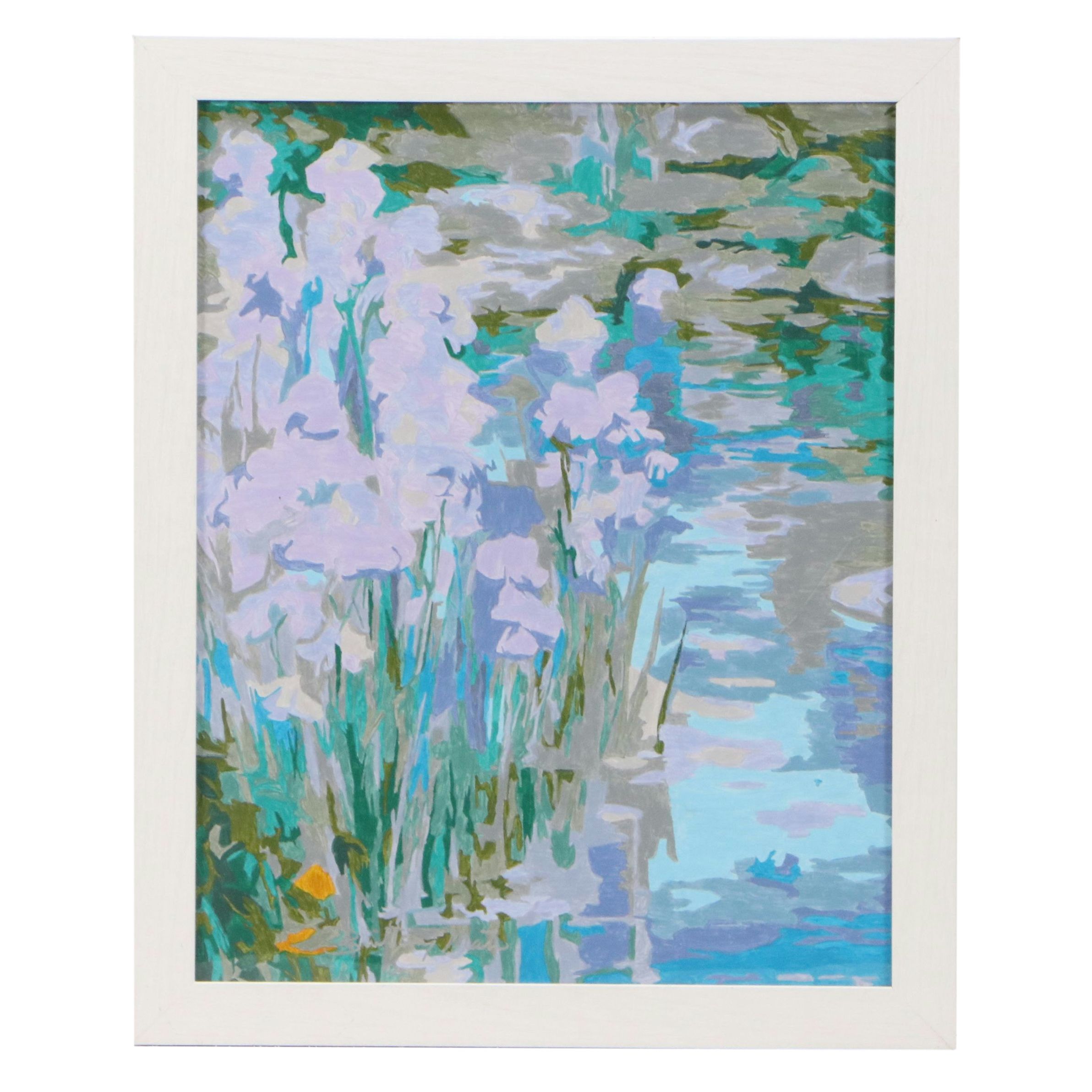 Brittony Martin Acrylic Painting of Aquatic Plants, Circa 2026