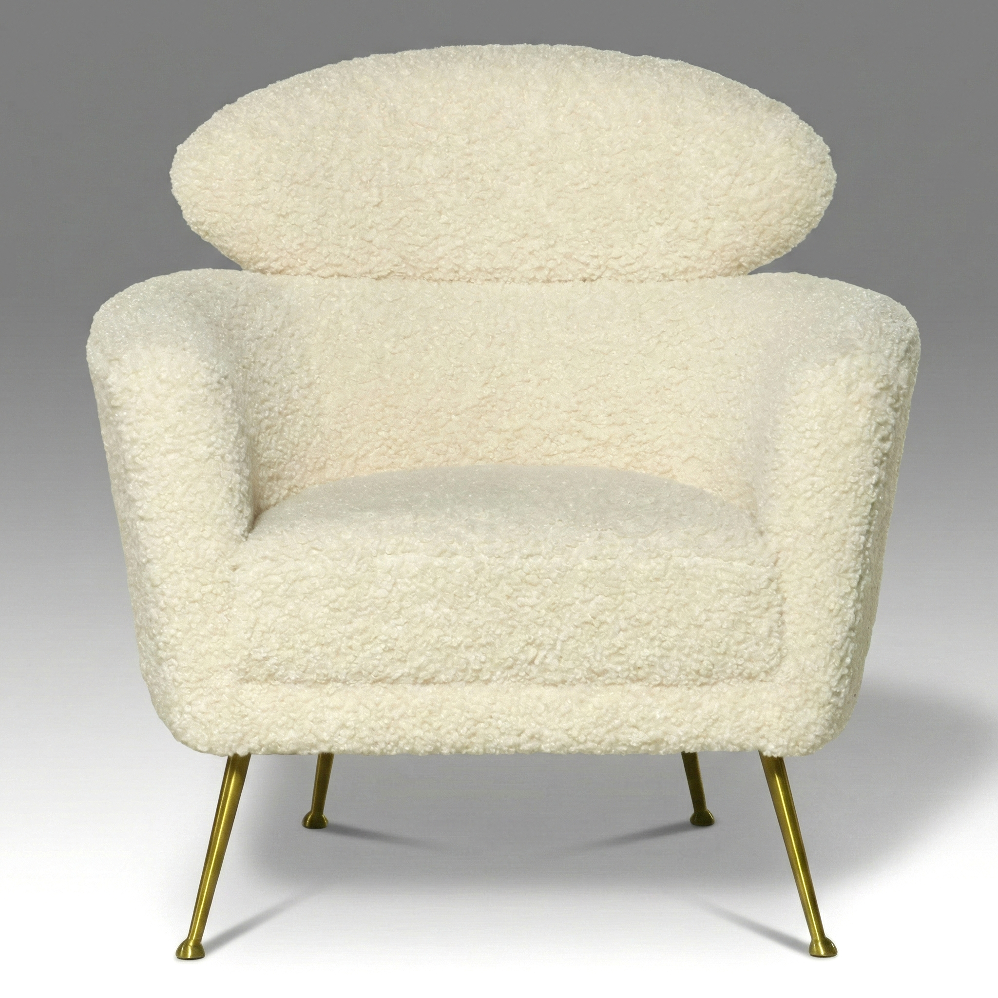 Mid Century Modern Style Bouclé Upholstered Armchair