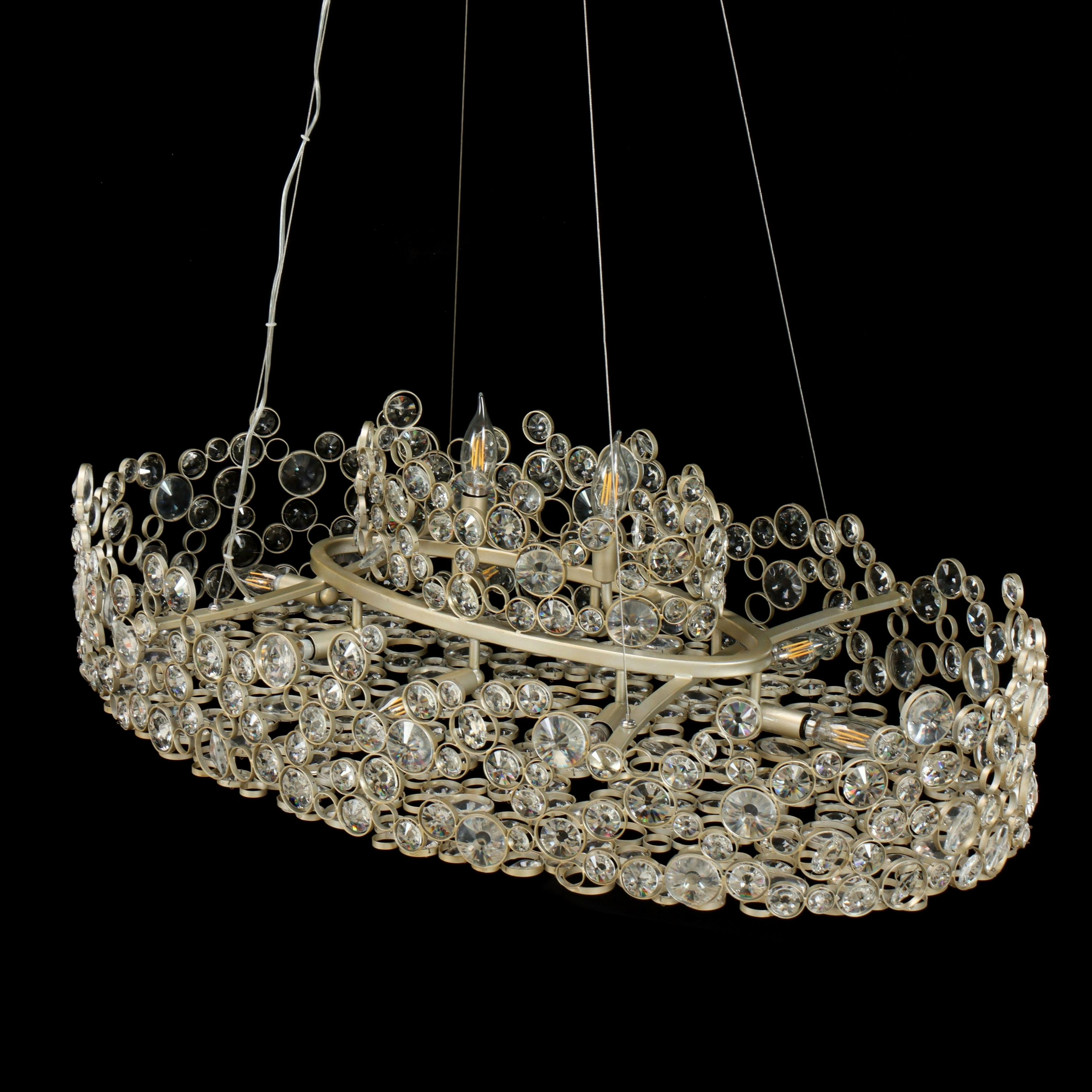 Elstead Lighting Giltmetal and Crystal "Anya" Linear 10-Light Chandelier