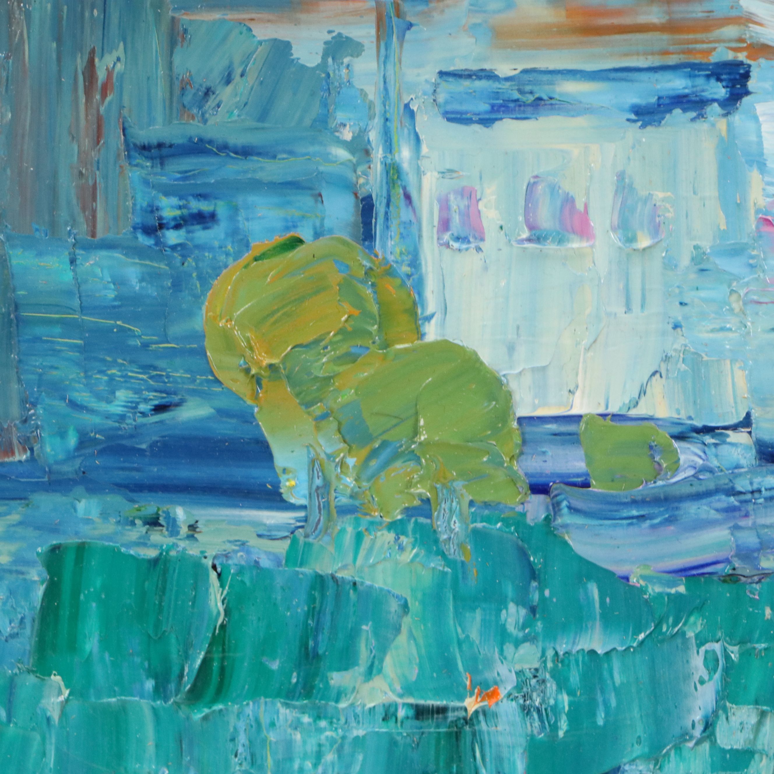 Thea Mamukelashvili Oil Painting of Sunflower Field, 21st Century