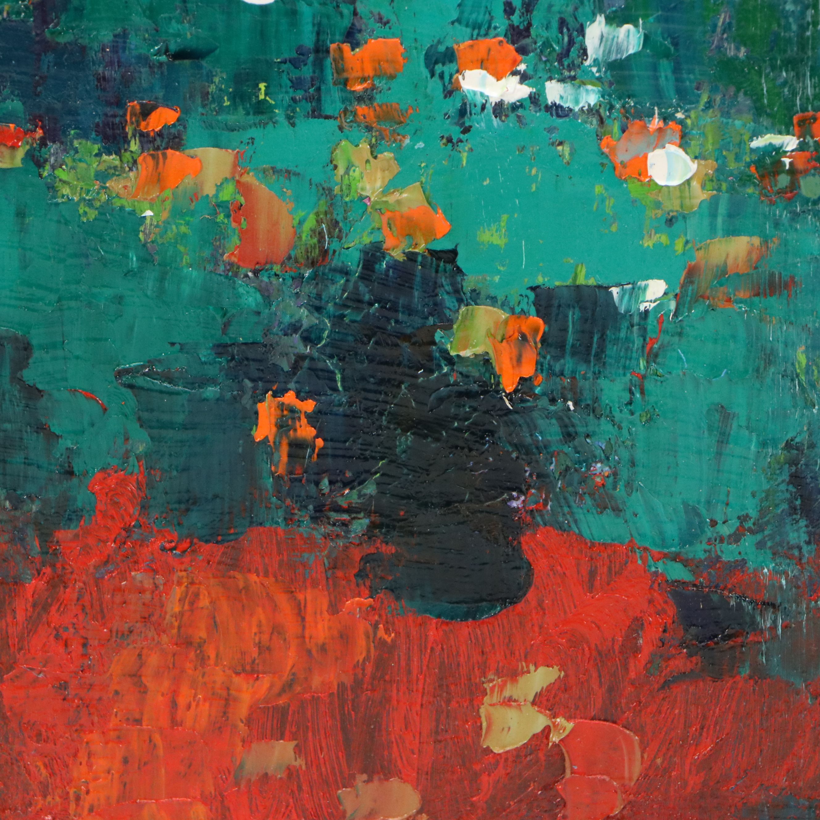 Thea Mamukelashvili Oil Painting of Sunflower Field, 21st Century