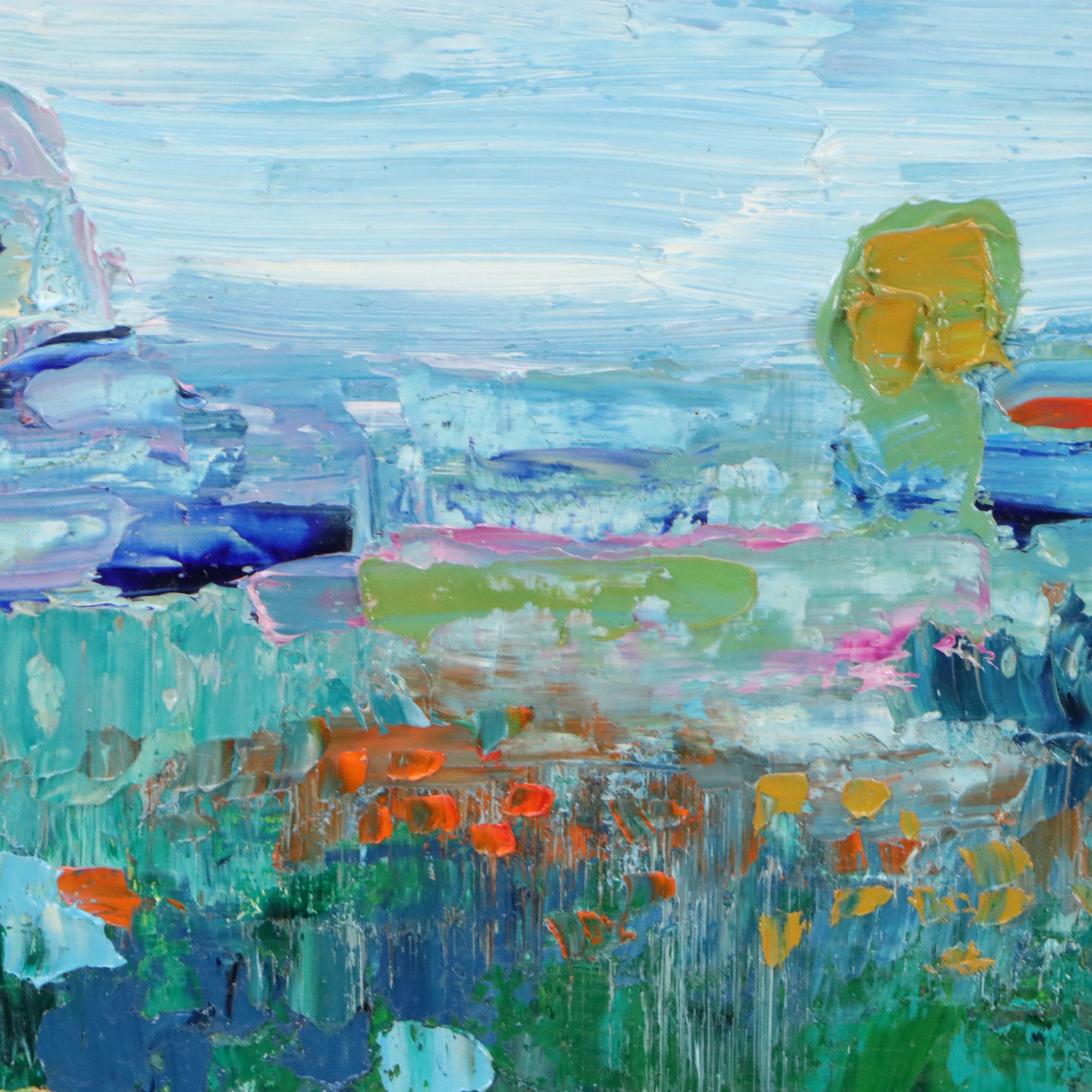 Thea Mamukelashvili Oil Painting of Sunflower Field, 21st Century