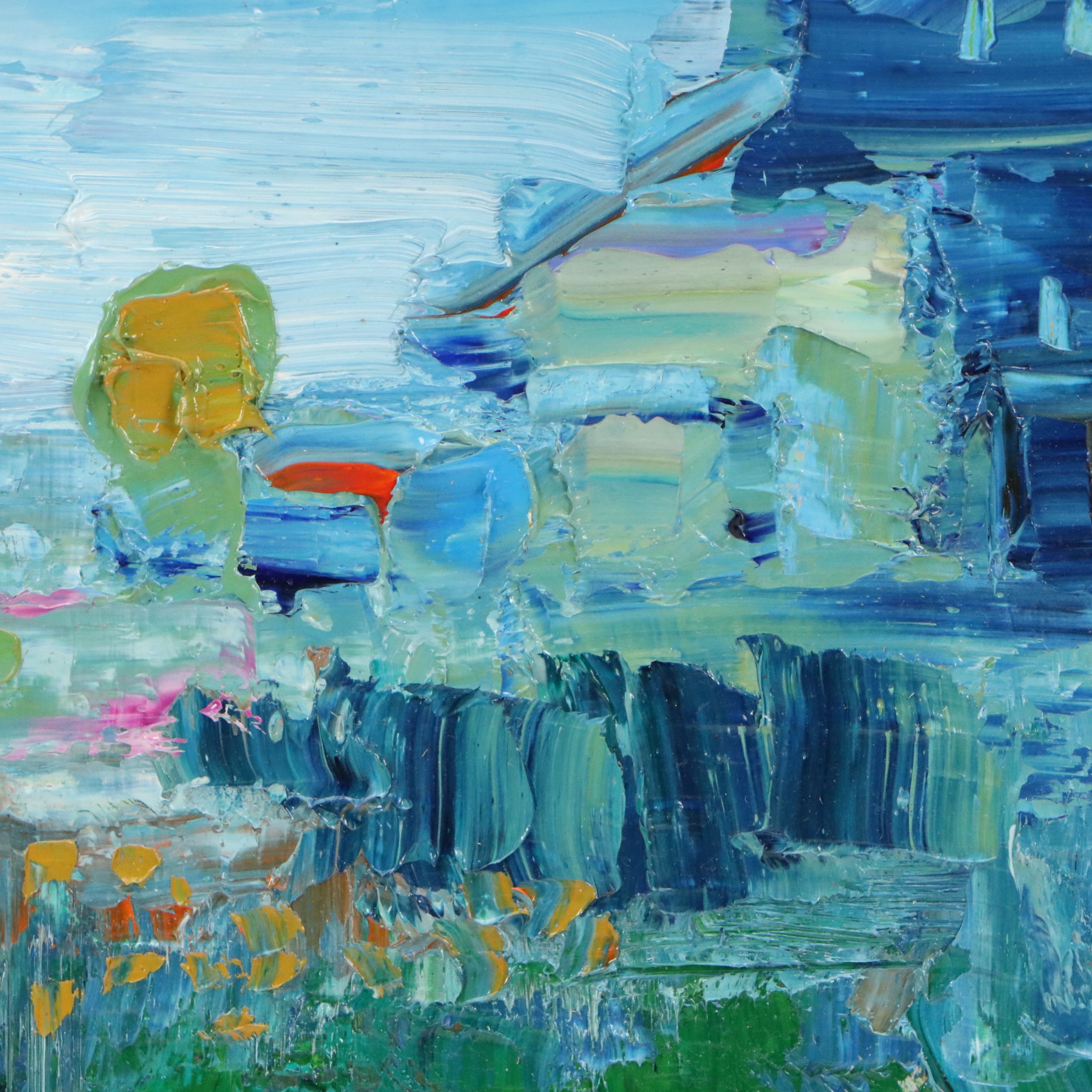 Thea Mamukelashvili Oil Painting of Sunflower Field, 21st Century