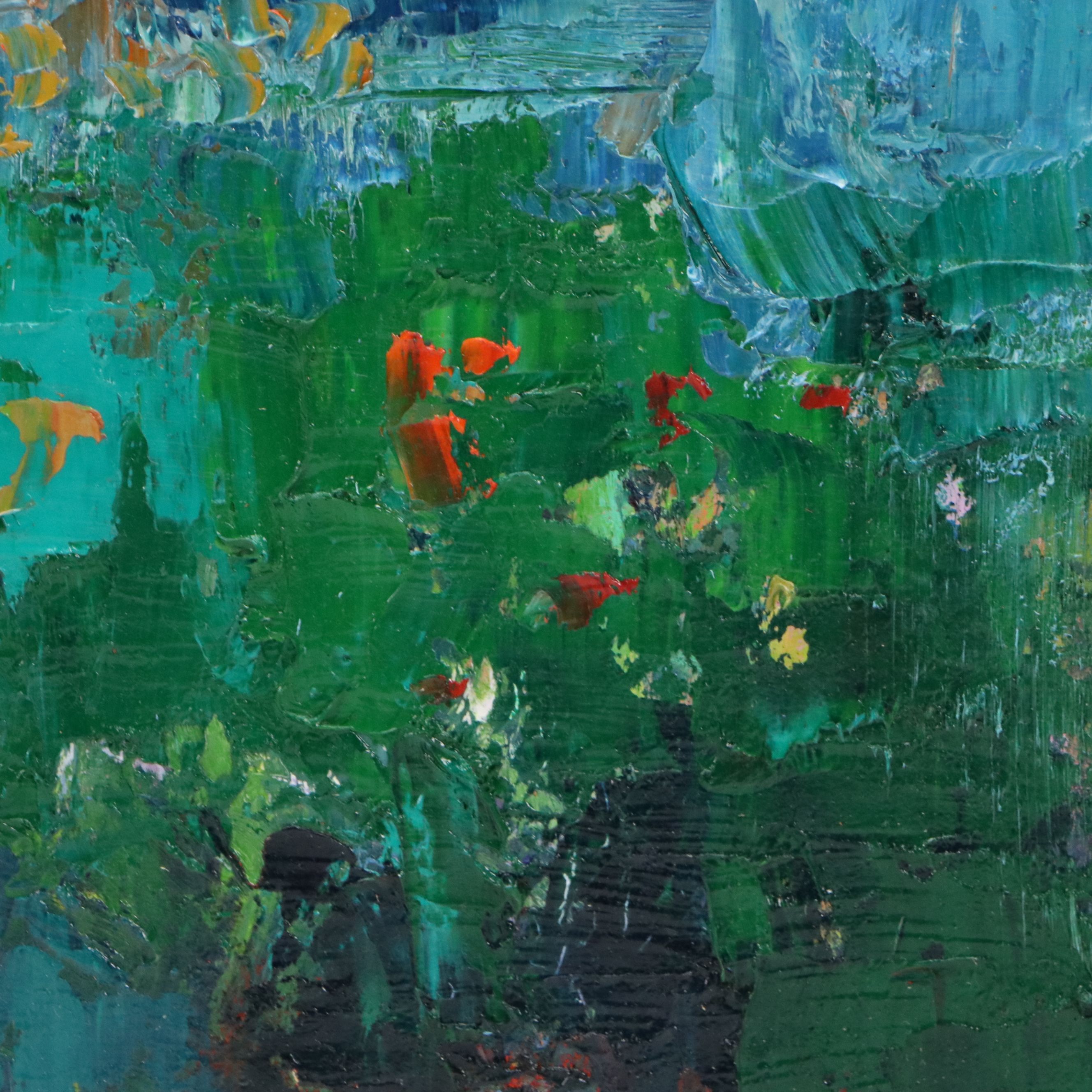 Thea Mamukelashvili Oil Painting of Sunflower Field, 21st Century