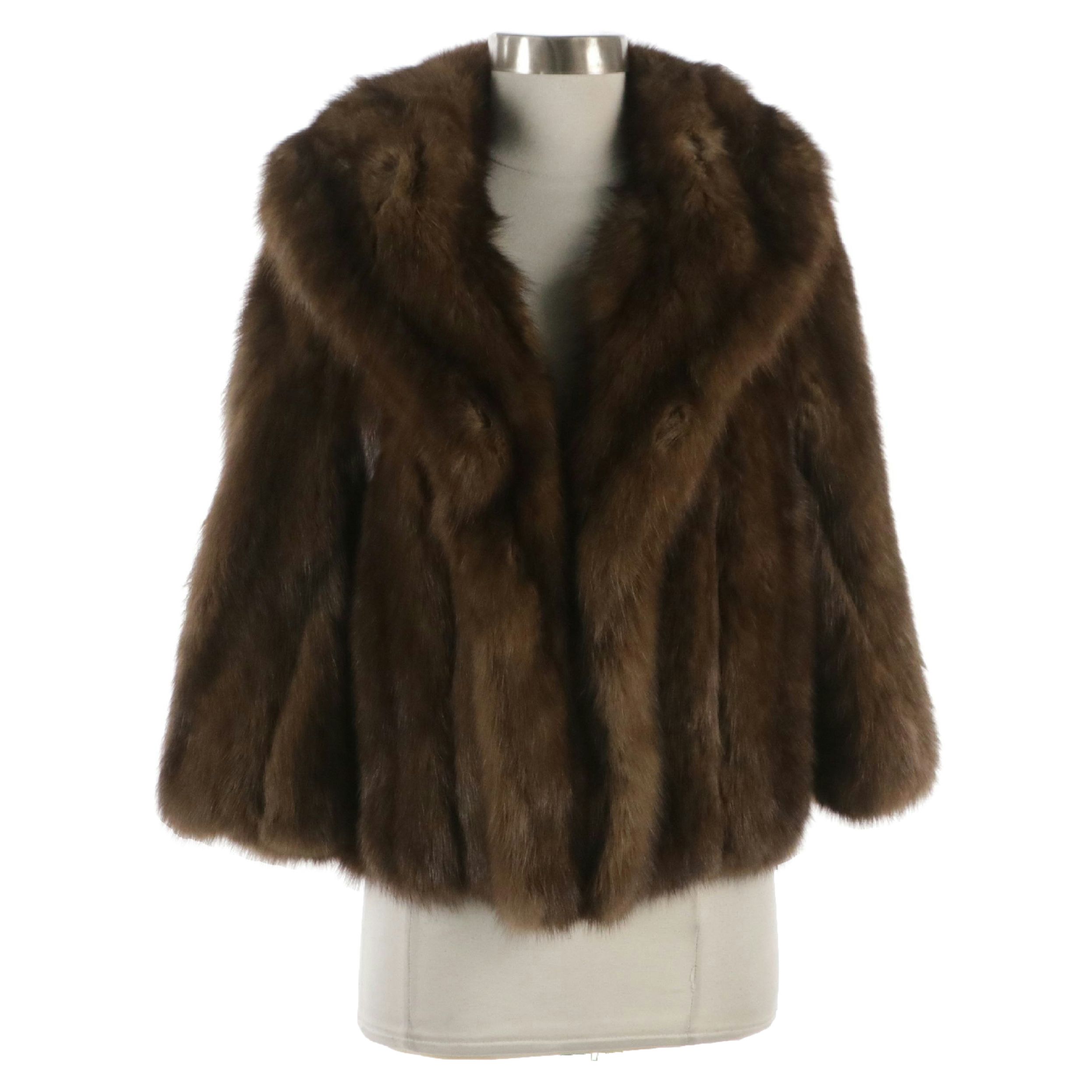 Sable Fur Three-Quarter Sleeve Cropped Jacket from Flemington Furs, 1960s
