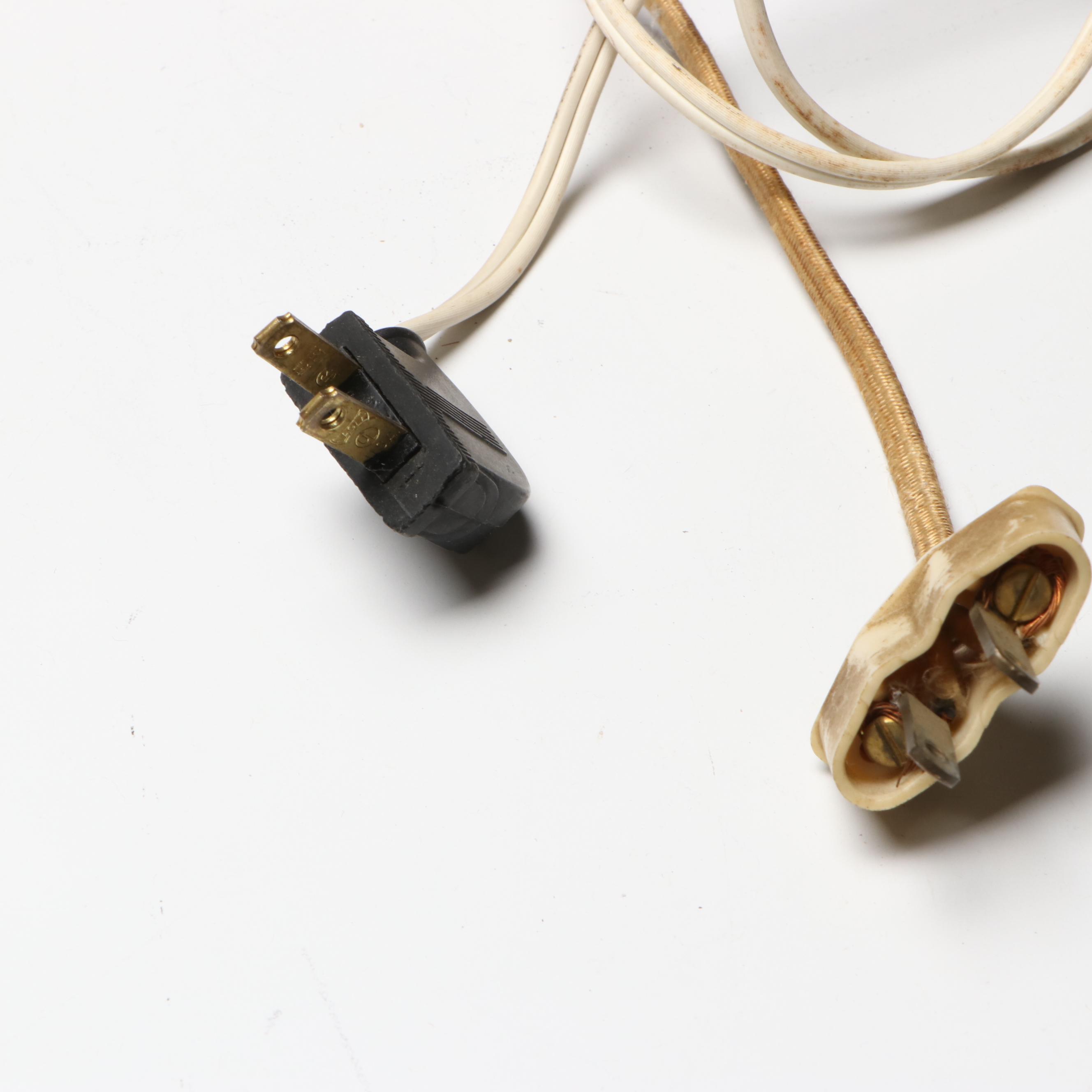 Art Nouveau Lamp with Bent Panel Tulip Shade and Alabaster Urn Table Lamps