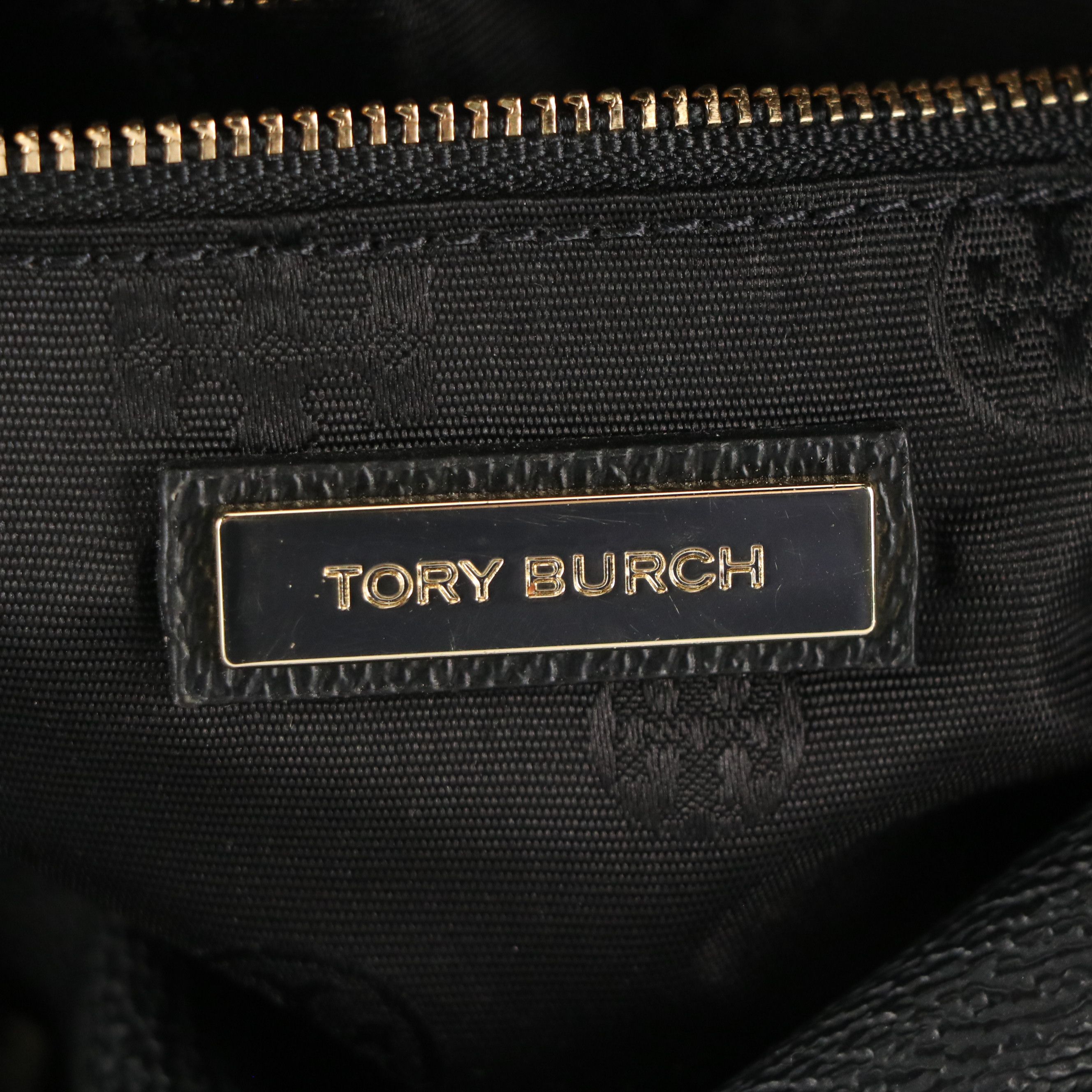 Tory Burch Blue Croc Embossed Mini Backpack, Black Leather Zippered Satchel Bag