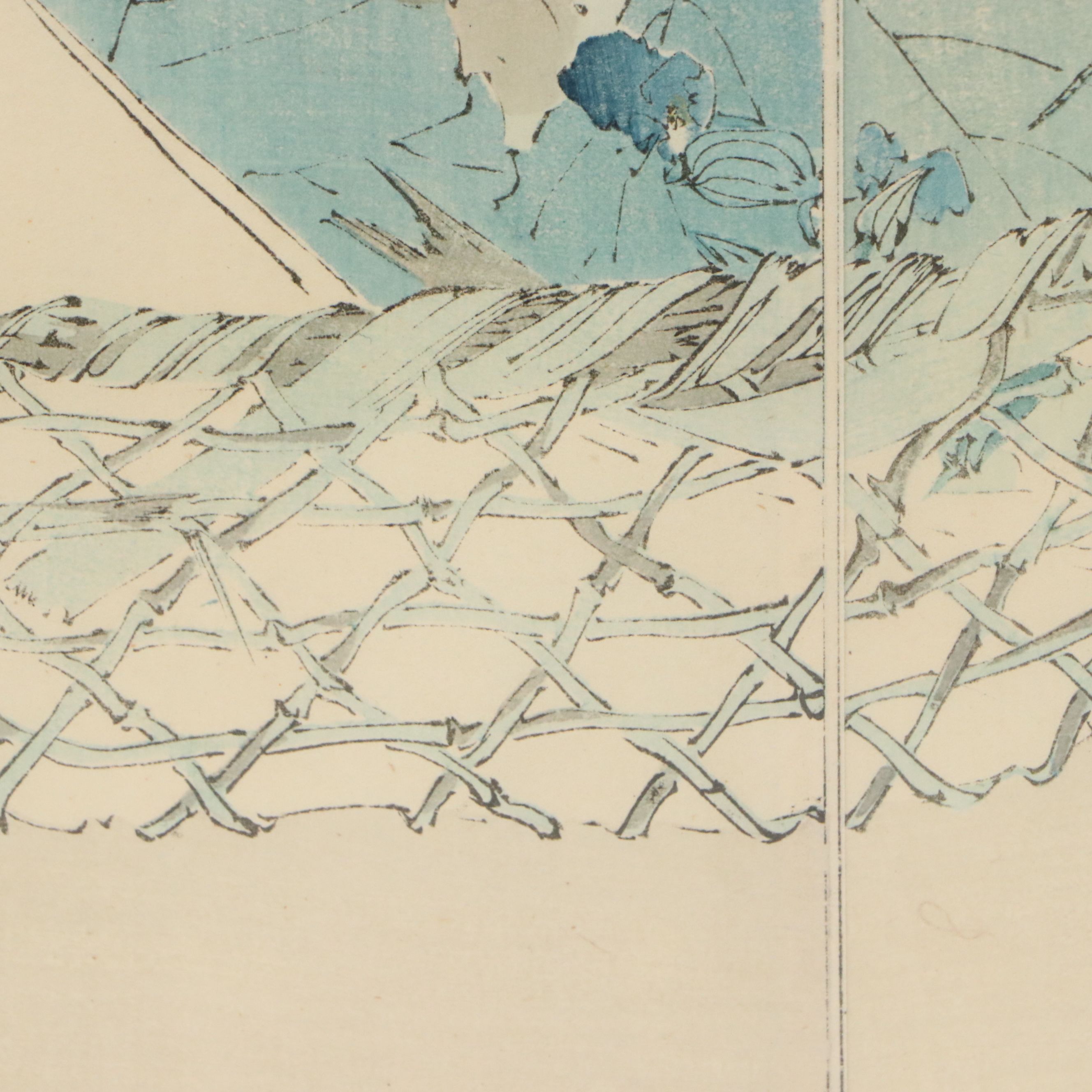 Watanabe Shōtei Ukiyo-e Woodblock Print of Dragonfly on Fruit Basket