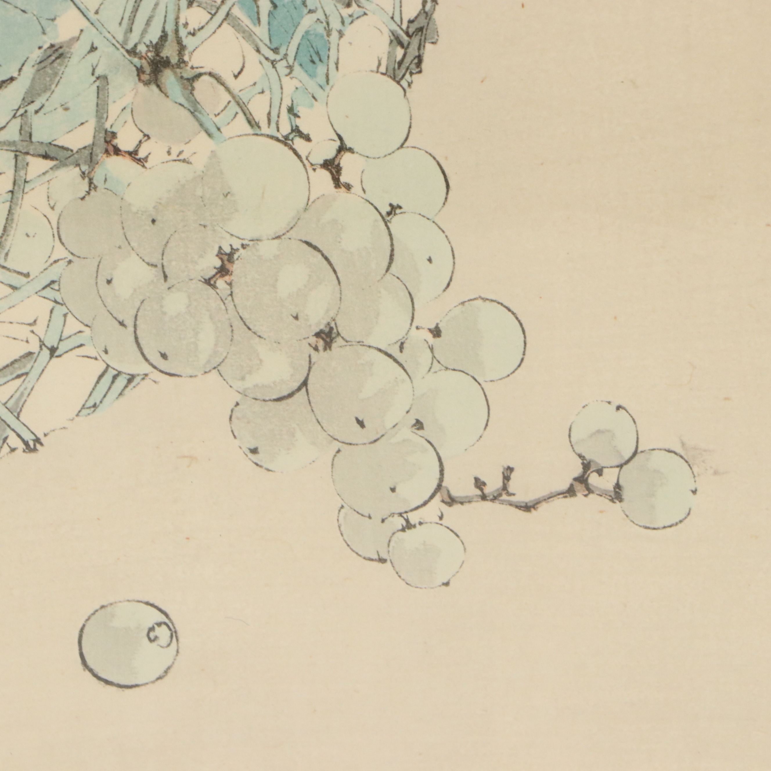 Watanabe Shōtei Ukiyo-e Woodblock Print of Dragonfly on Fruit Basket