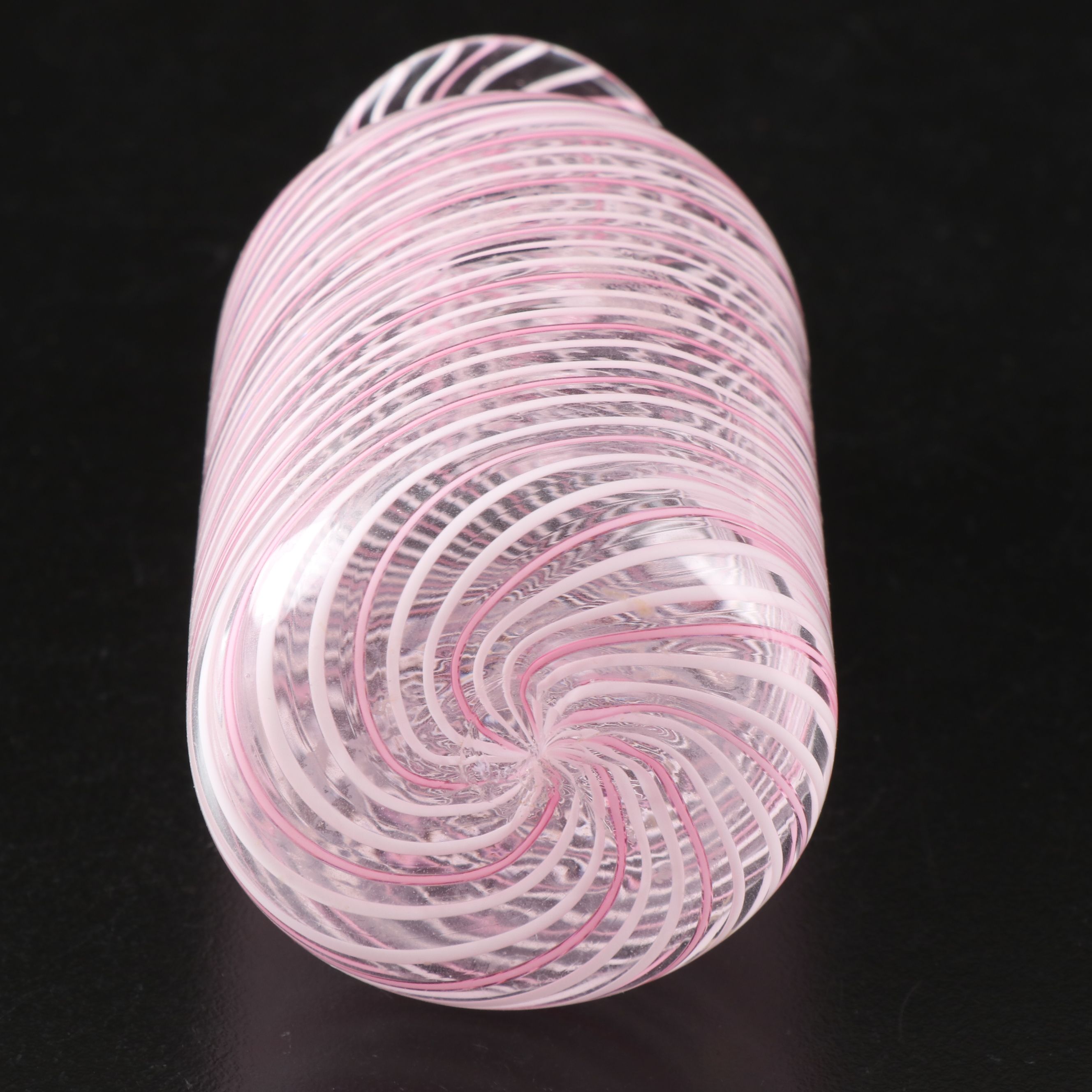 Murano Style Art Glass Filigrana Perfume Bottle with Gilt Leaf Stopper