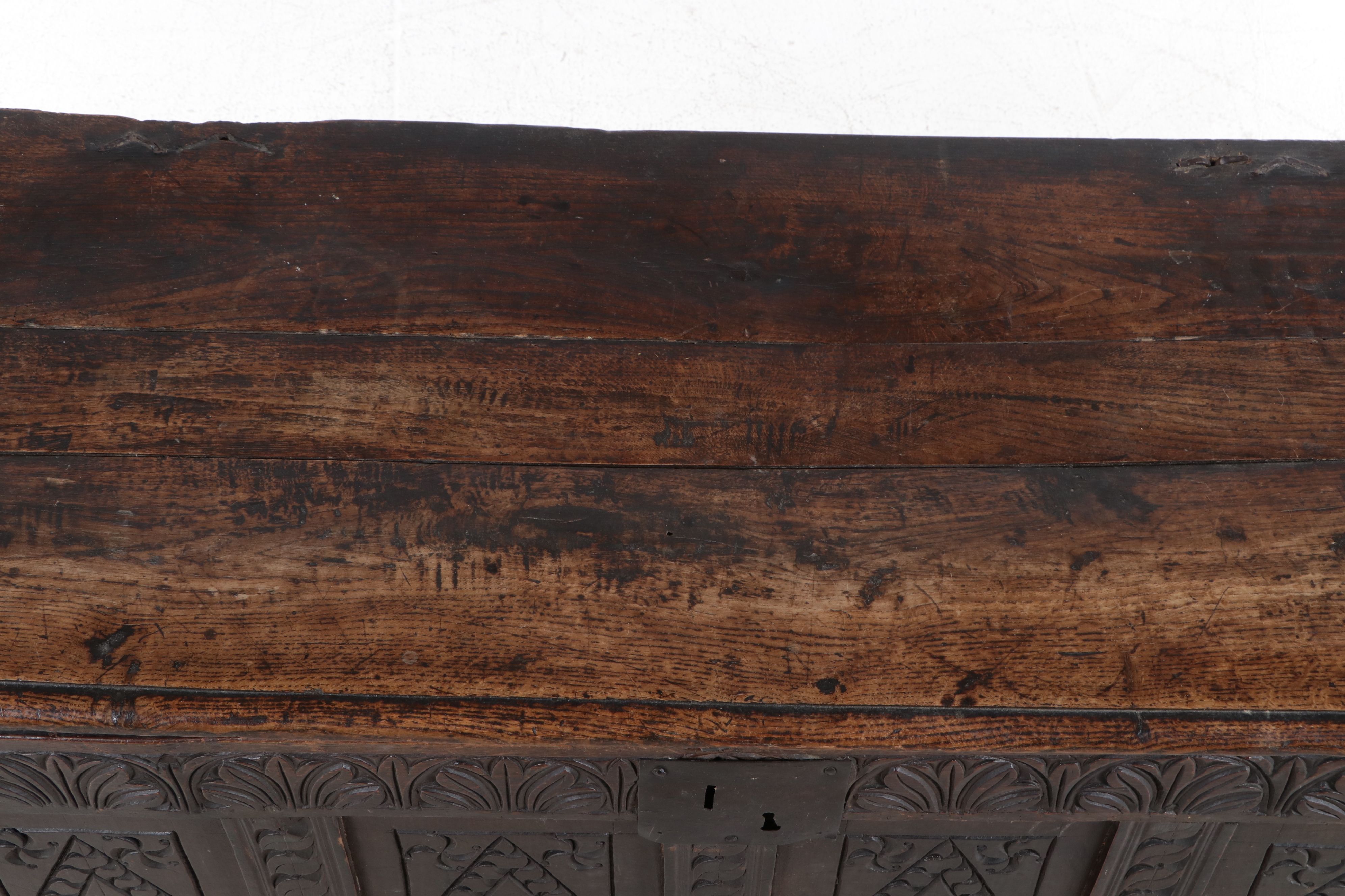 Antique Jacobean Carved Oak Blanket Chest, 17th Century