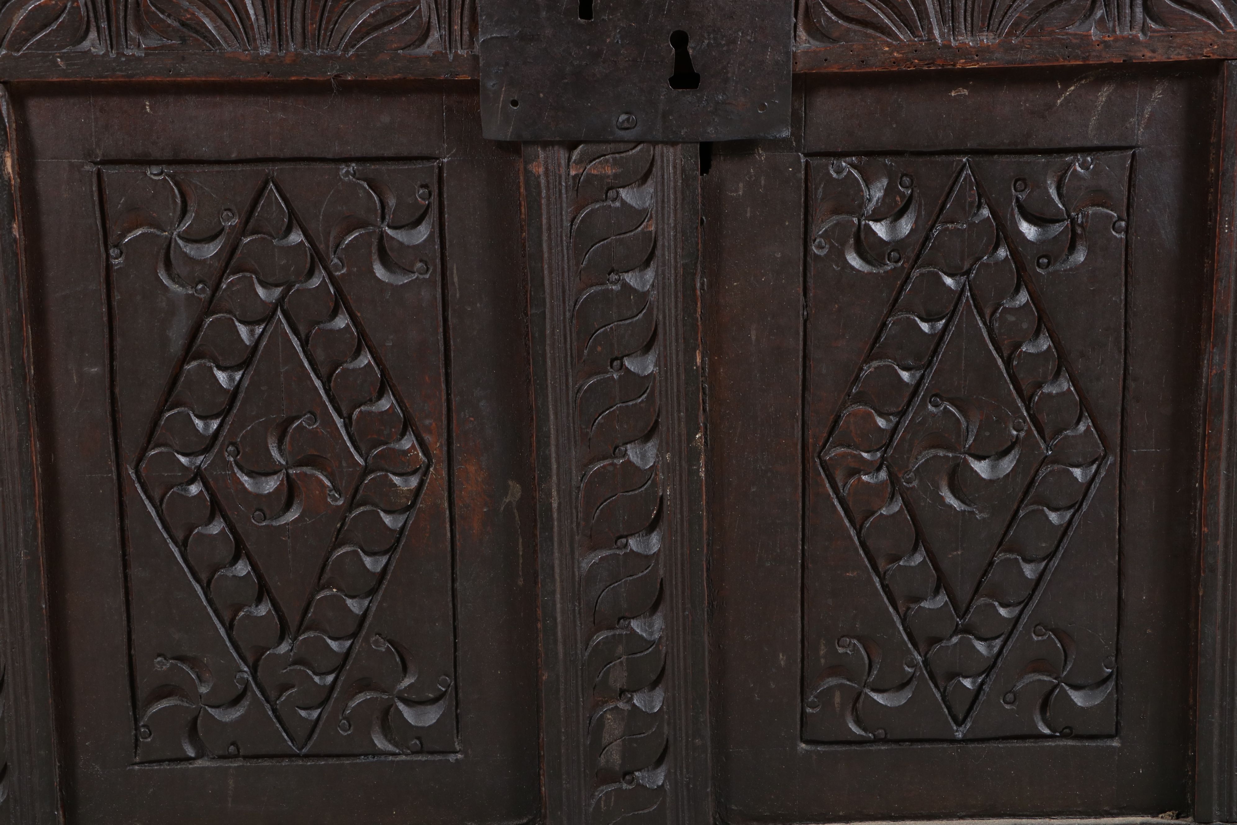 Antique Jacobean Carved Oak Blanket Chest, 17th Century