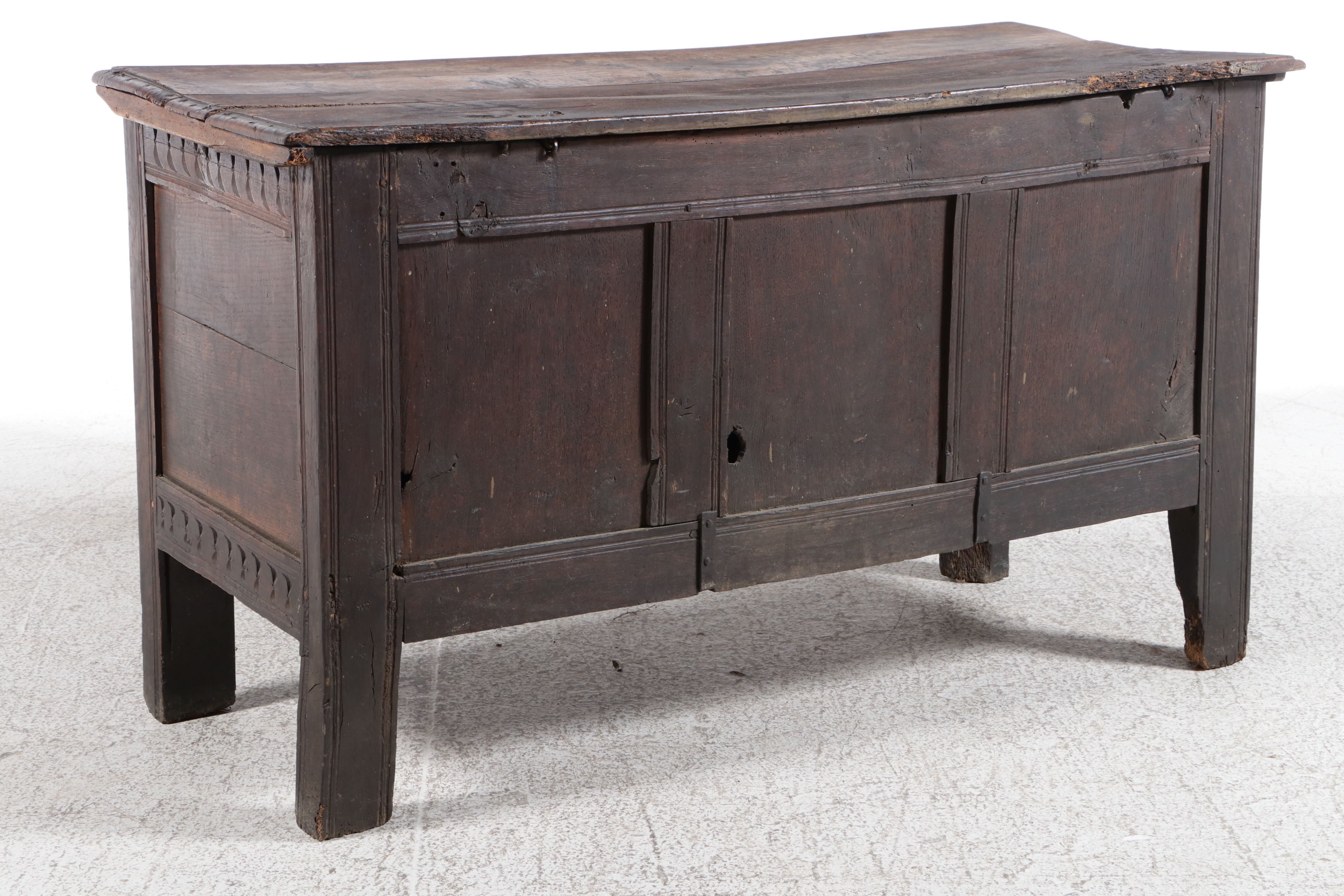 Antique Jacobean Carved Oak Blanket Chest, 17th Century