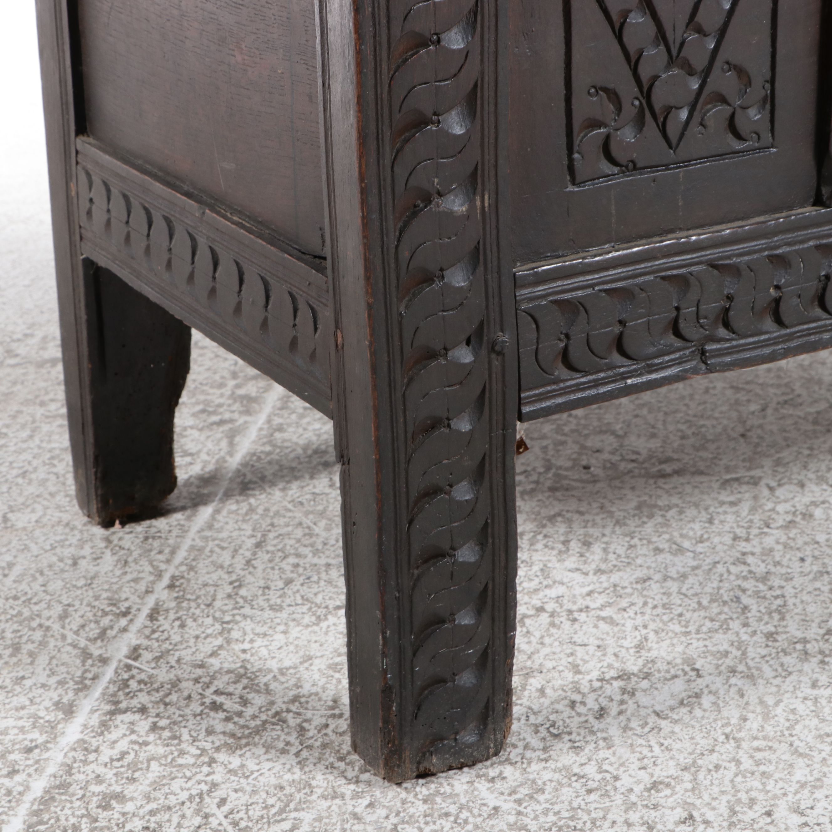 Antique Jacobean Carved Oak Blanket Chest, 17th Century