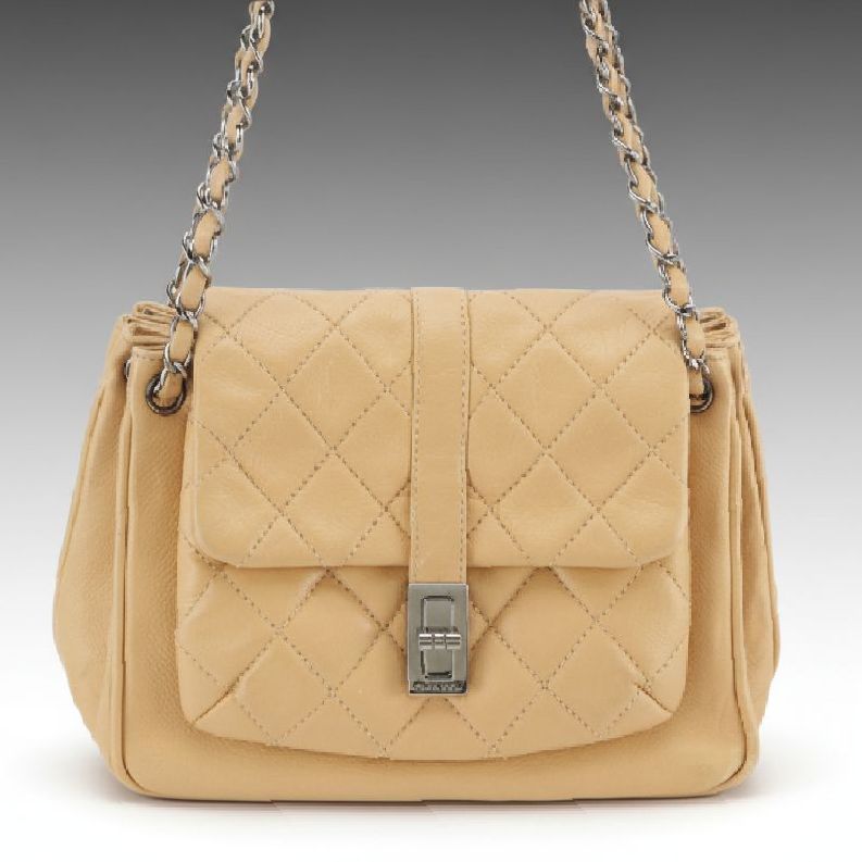 Chanel Mademoiselle Lock Flap Accordion Shoulder Bag in Quilted Caviar Leather