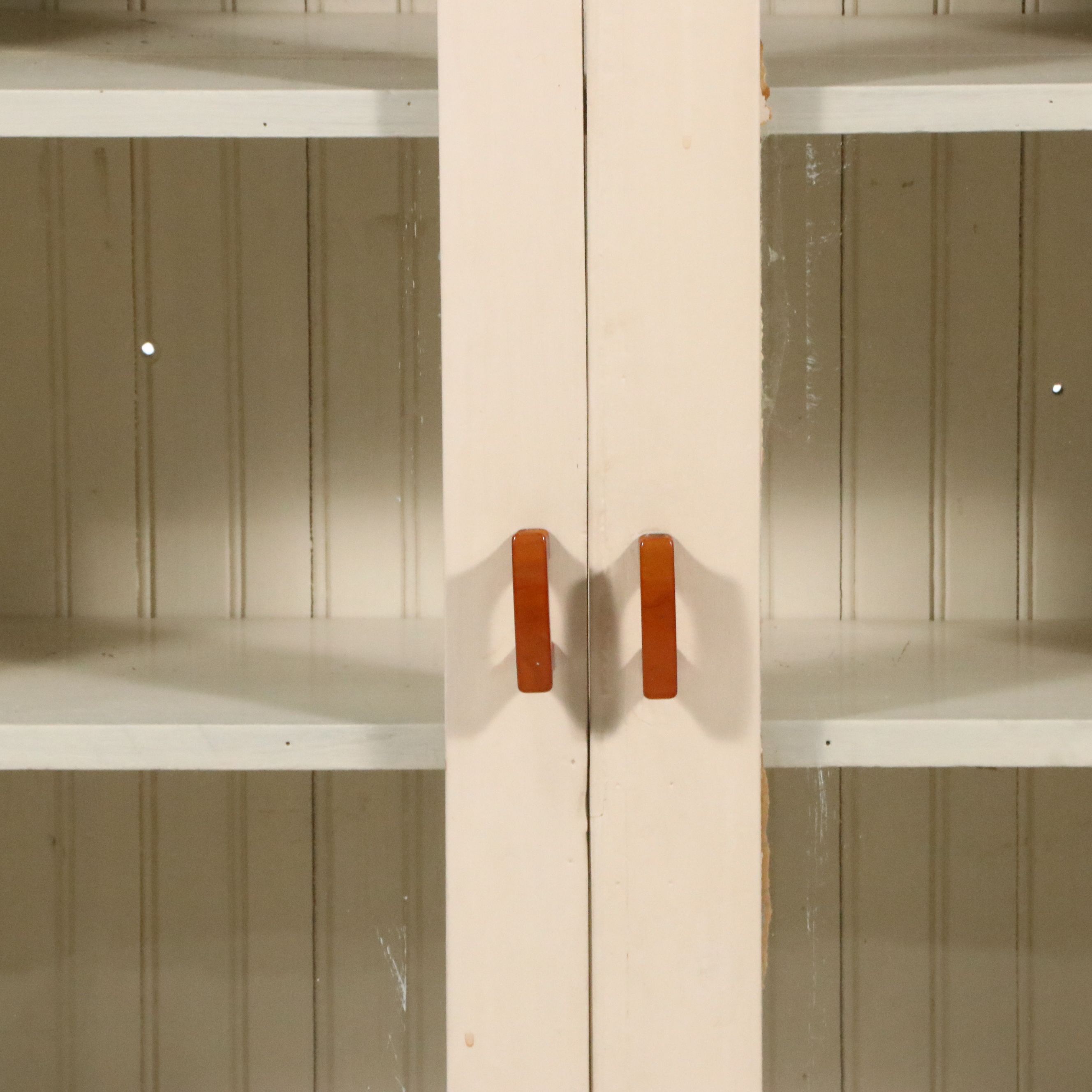 Painted Wood Cabinet Bookcase with Bakelite Pulls, Early to Mid-20th Century