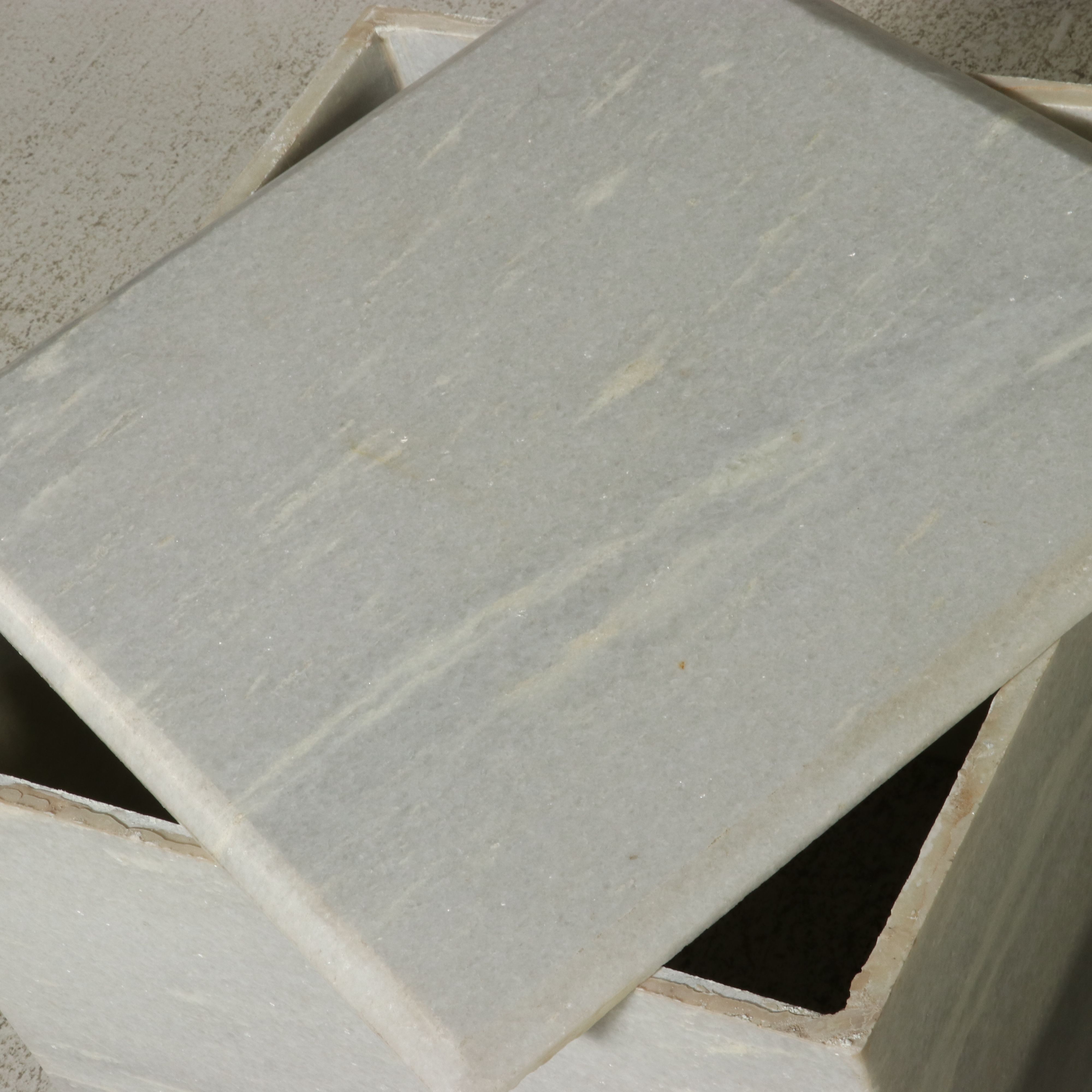 Two Contemporary Marble Cube End Tables