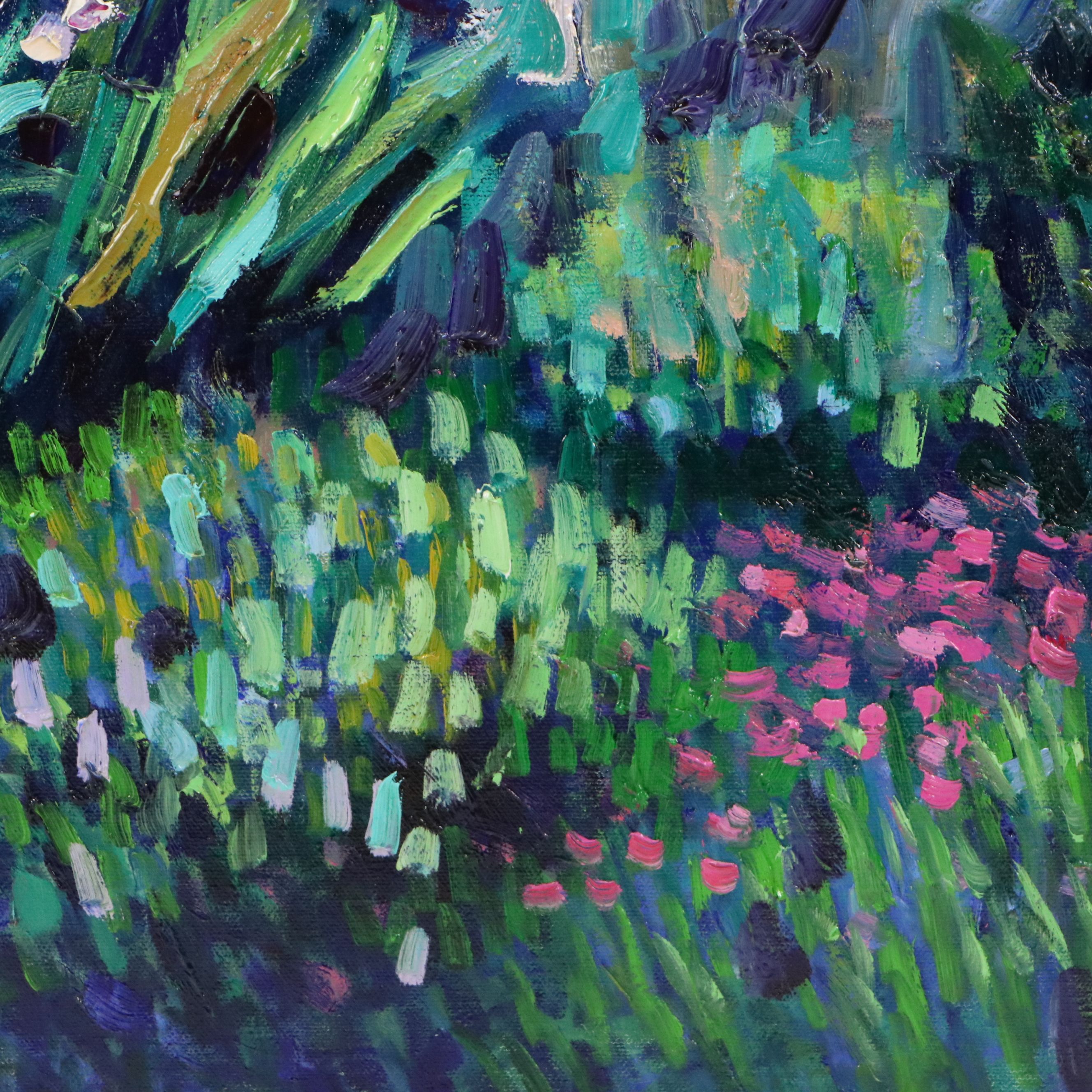 Thea Mamukelashvili Oil Painting of Flower Field, 21st Century