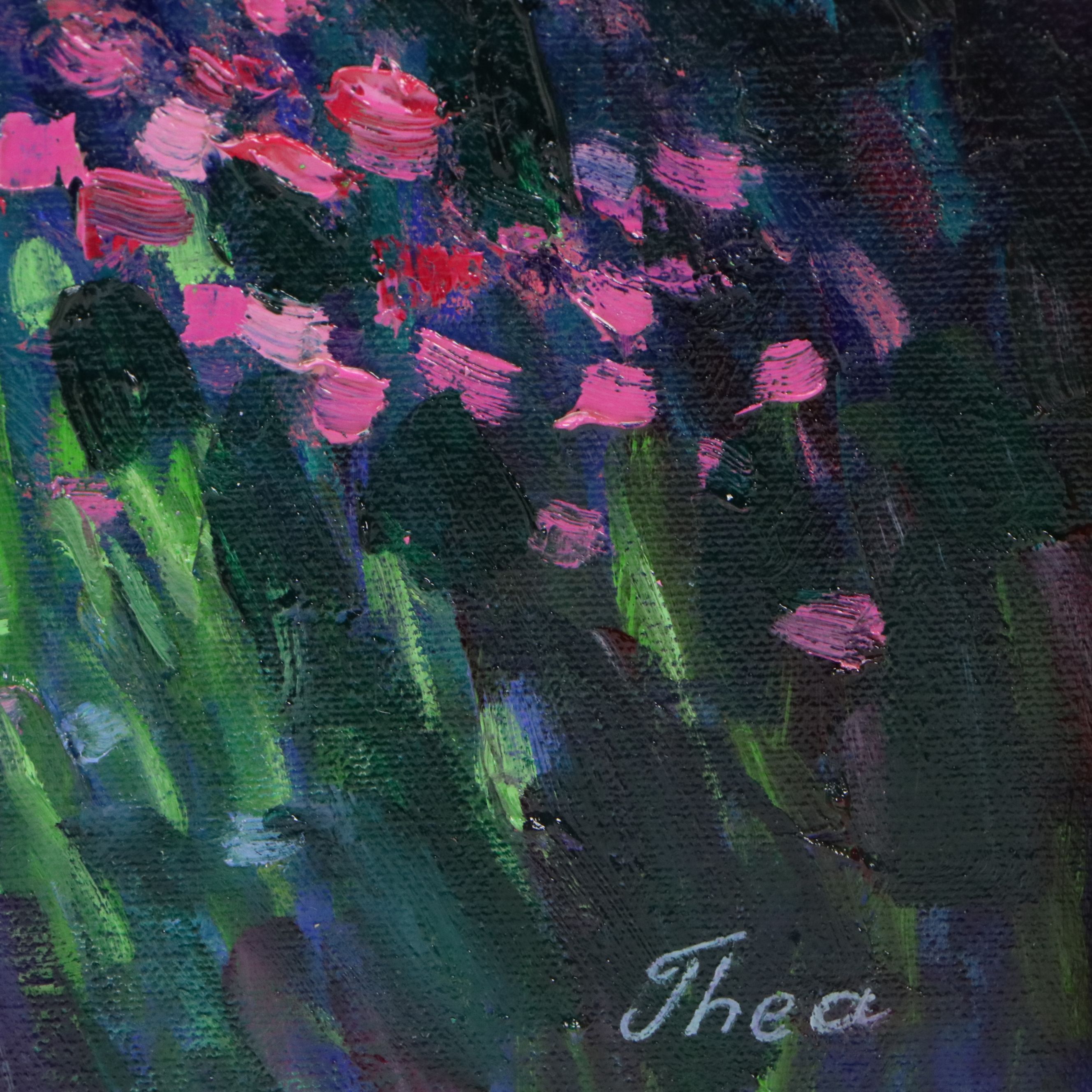 Thea Mamukelashvili Oil Painting of Flower Field, 21st Century