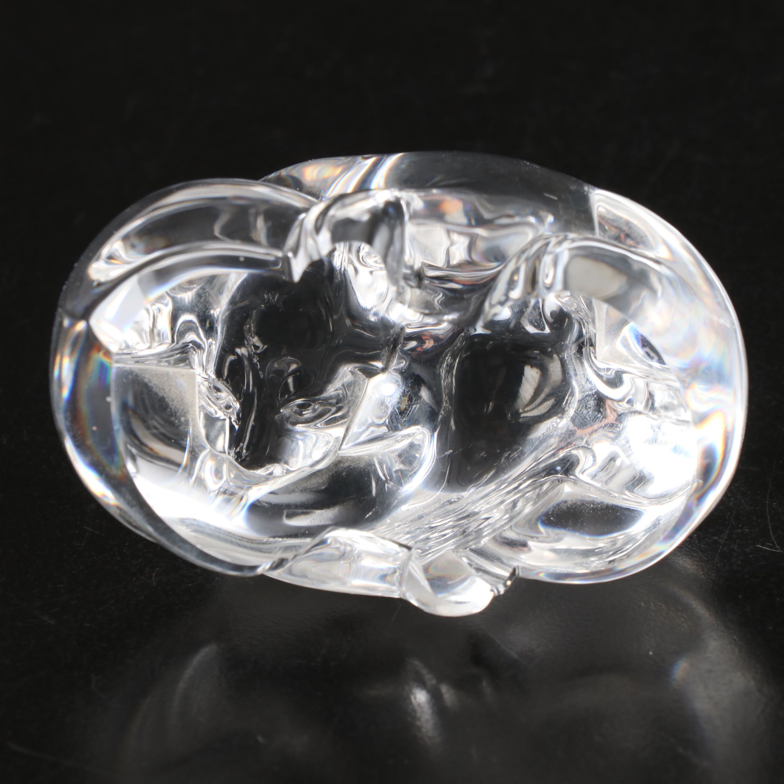 Waterford "Small Cat" and Steuben "Puppy Love" Crystal Figurines