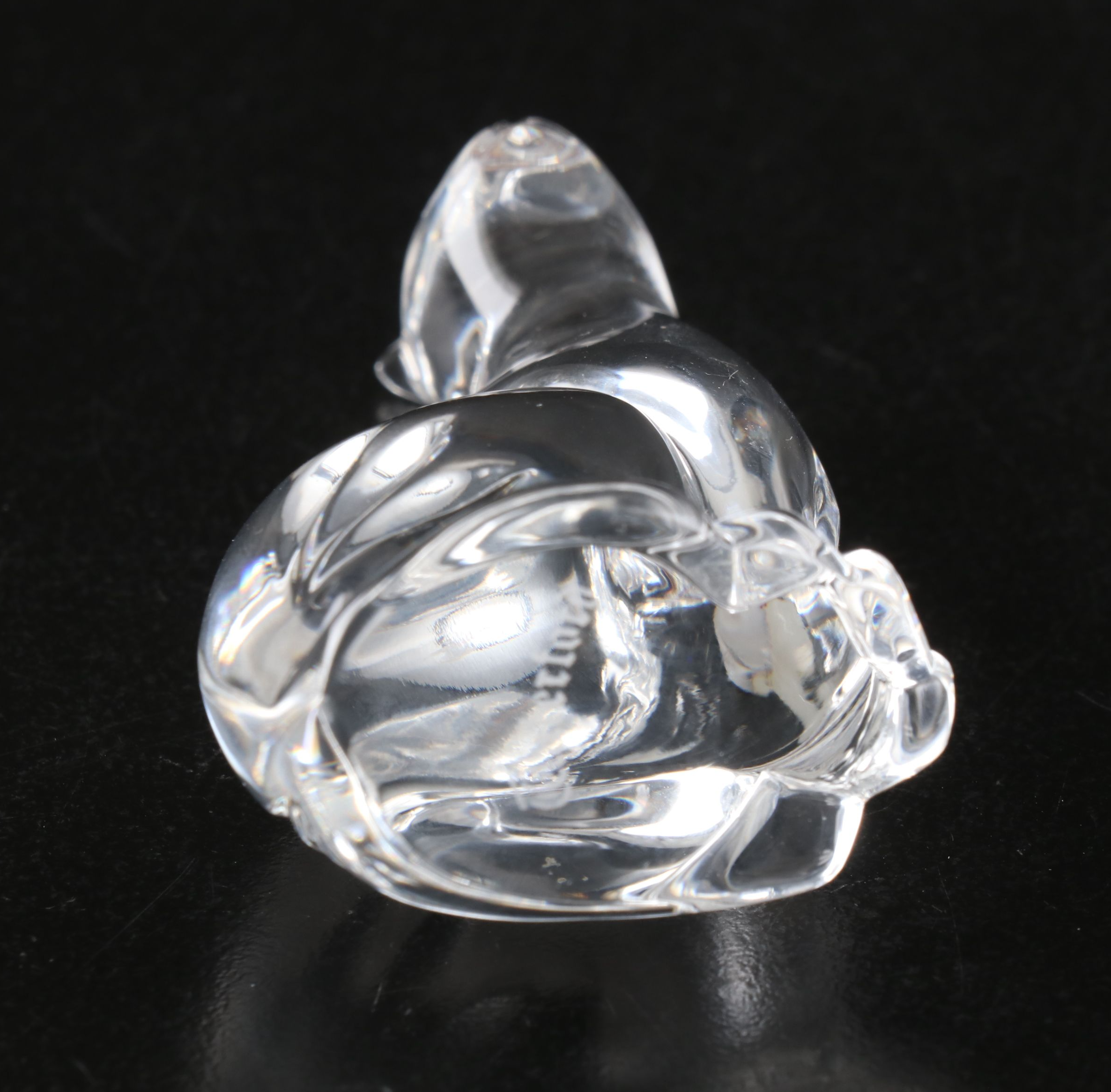 Waterford "Small Cat" and Steuben "Puppy Love" Crystal Figurines
