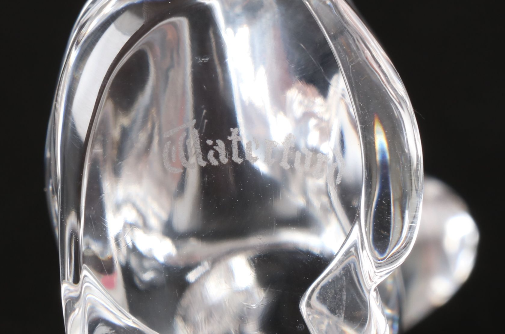 Waterford "Small Cat" and Steuben "Puppy Love" Crystal Figurines