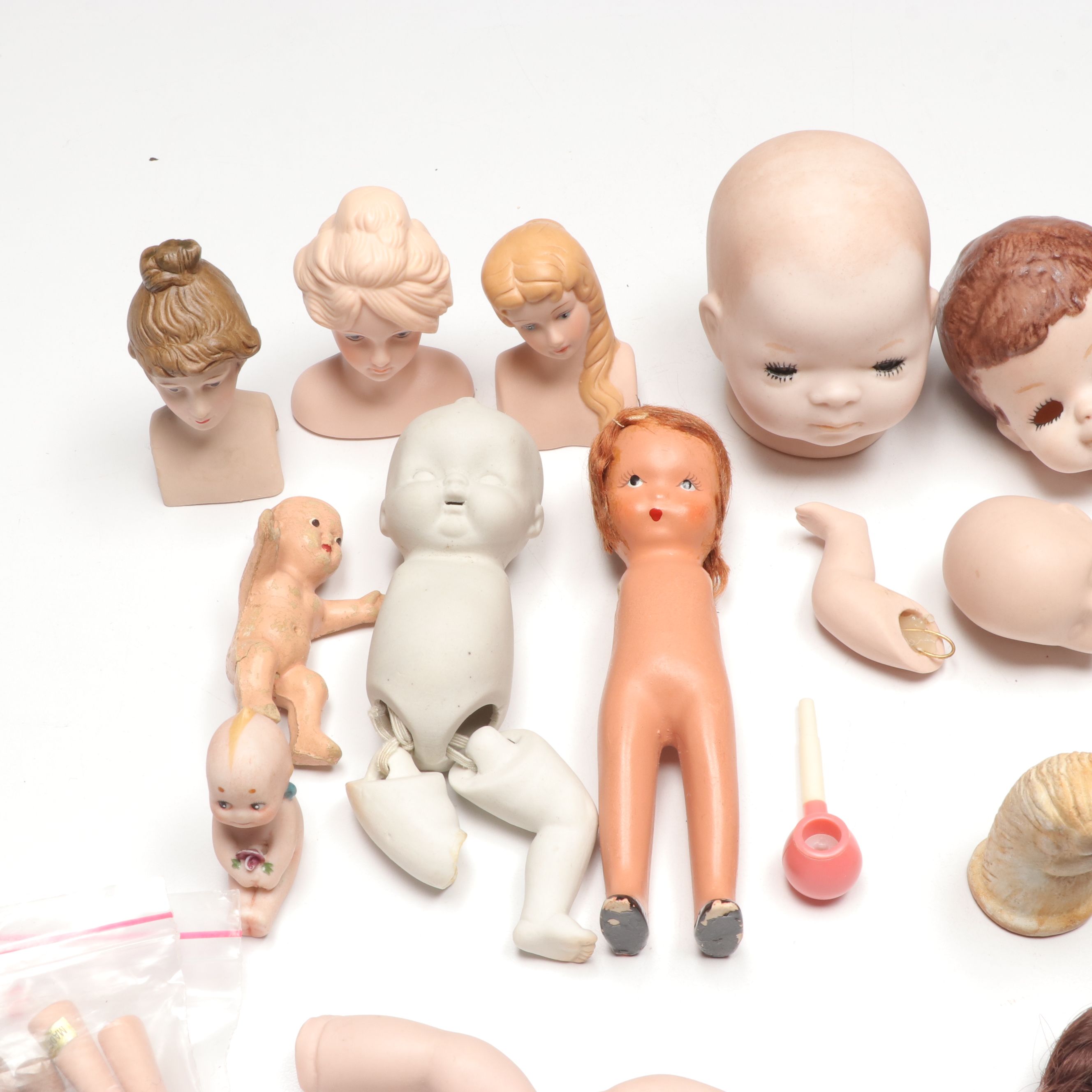 Vintage Porcelain Doll Parts and Accessories