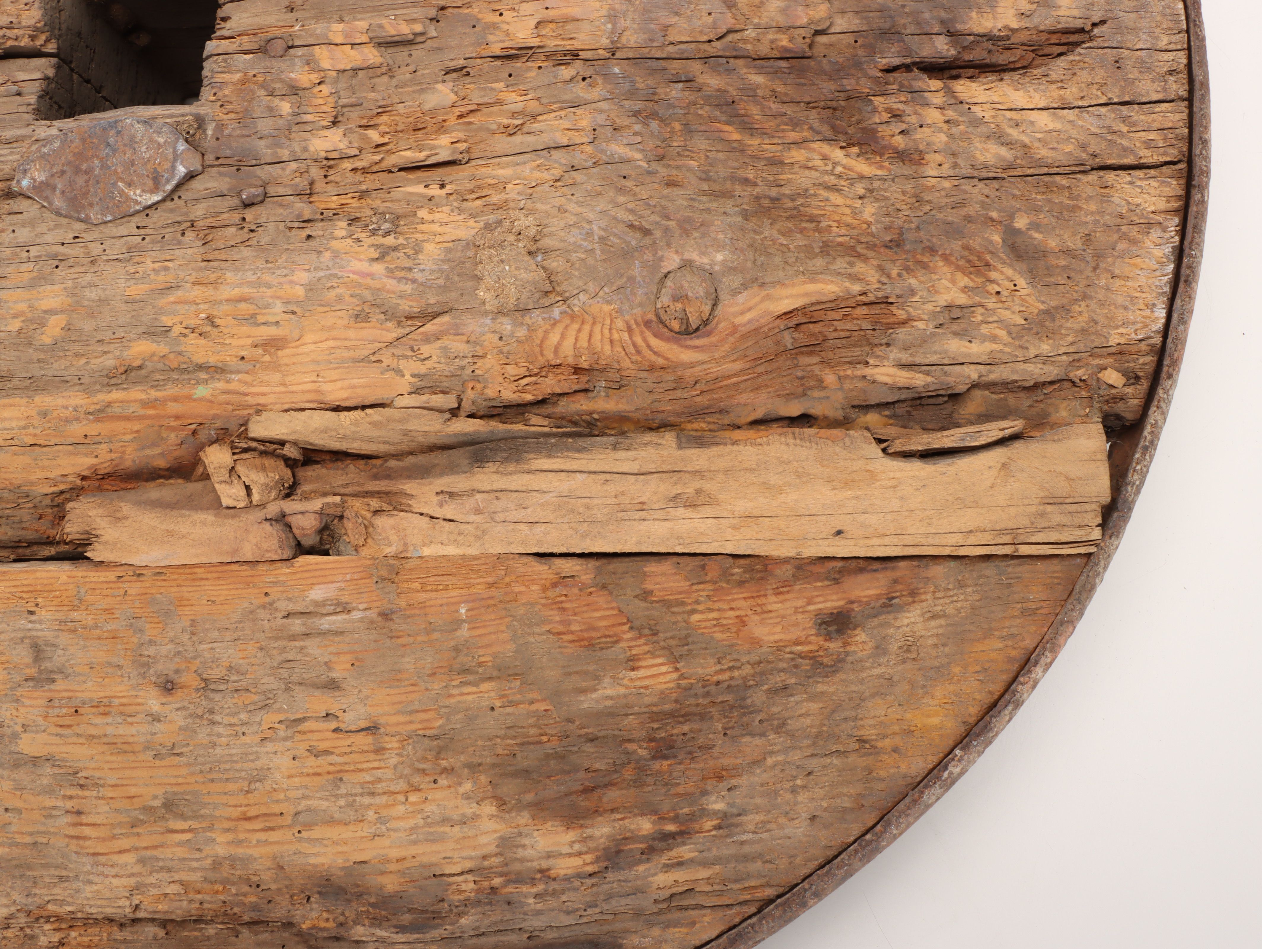 Salvaged Iron Banded Wooden Wagon Wheel