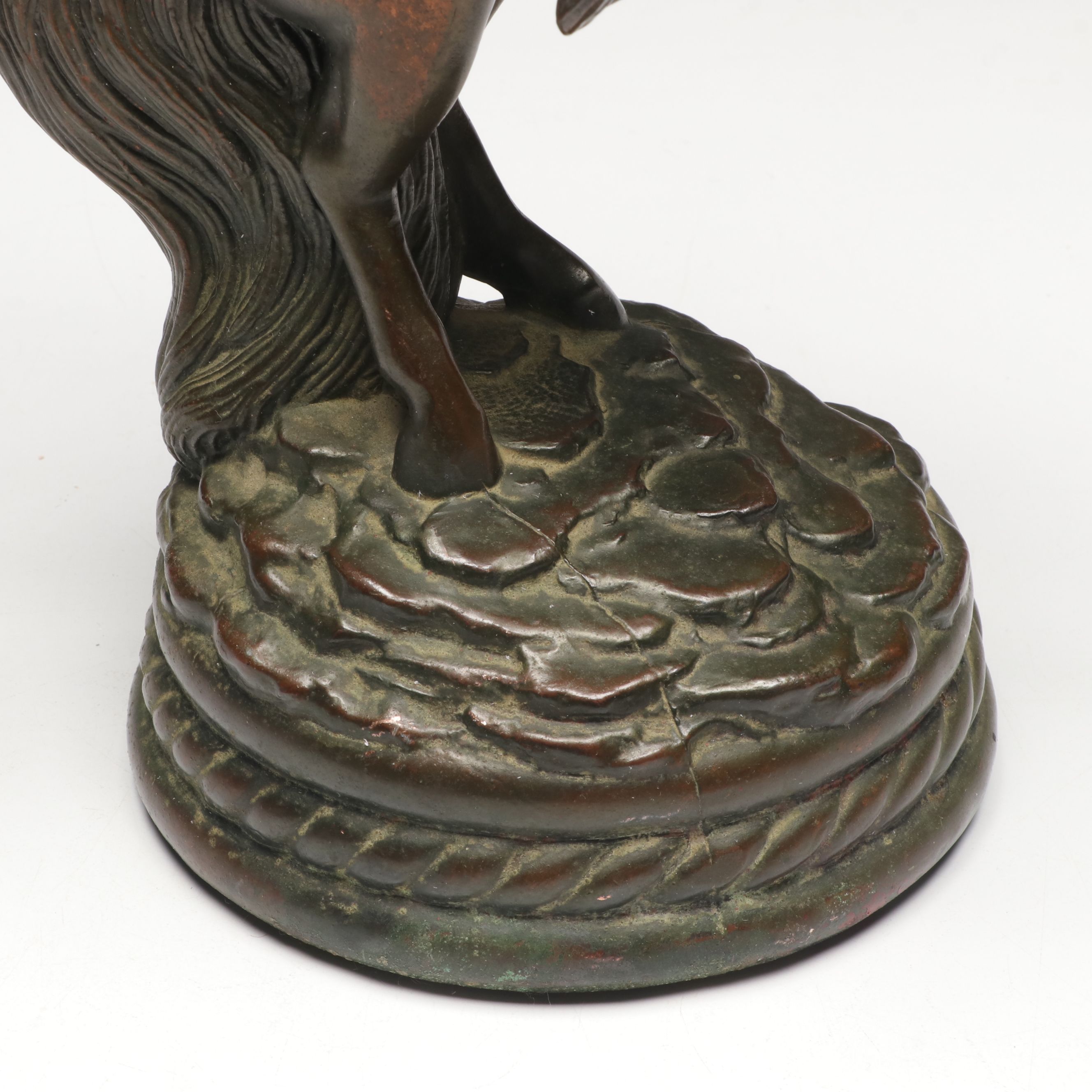 Copper Finish Cowboy on Horseback Sculpture