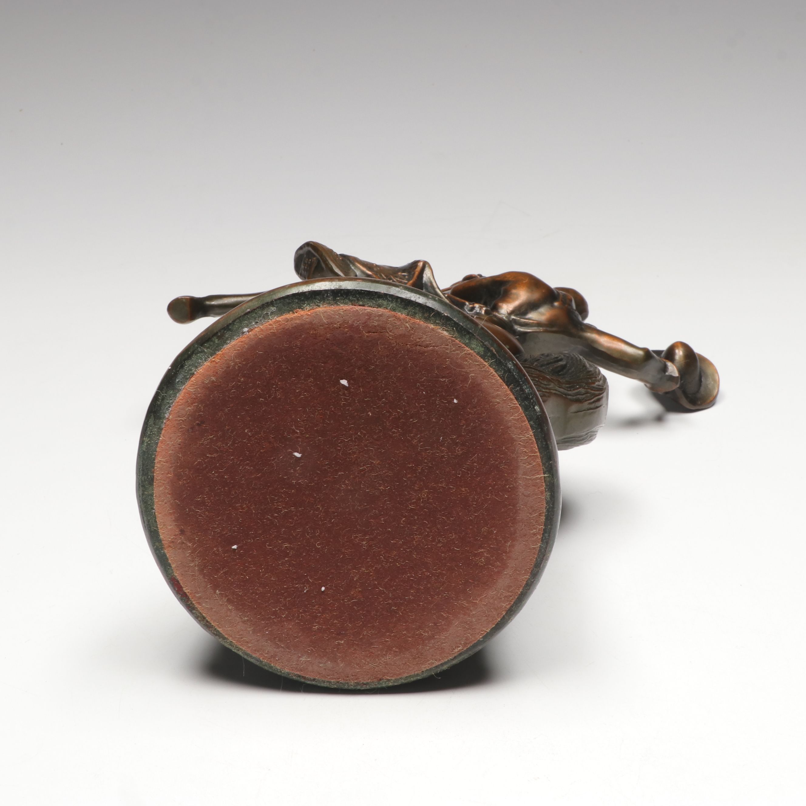 Copper Finish Cowboy on Horseback Sculpture