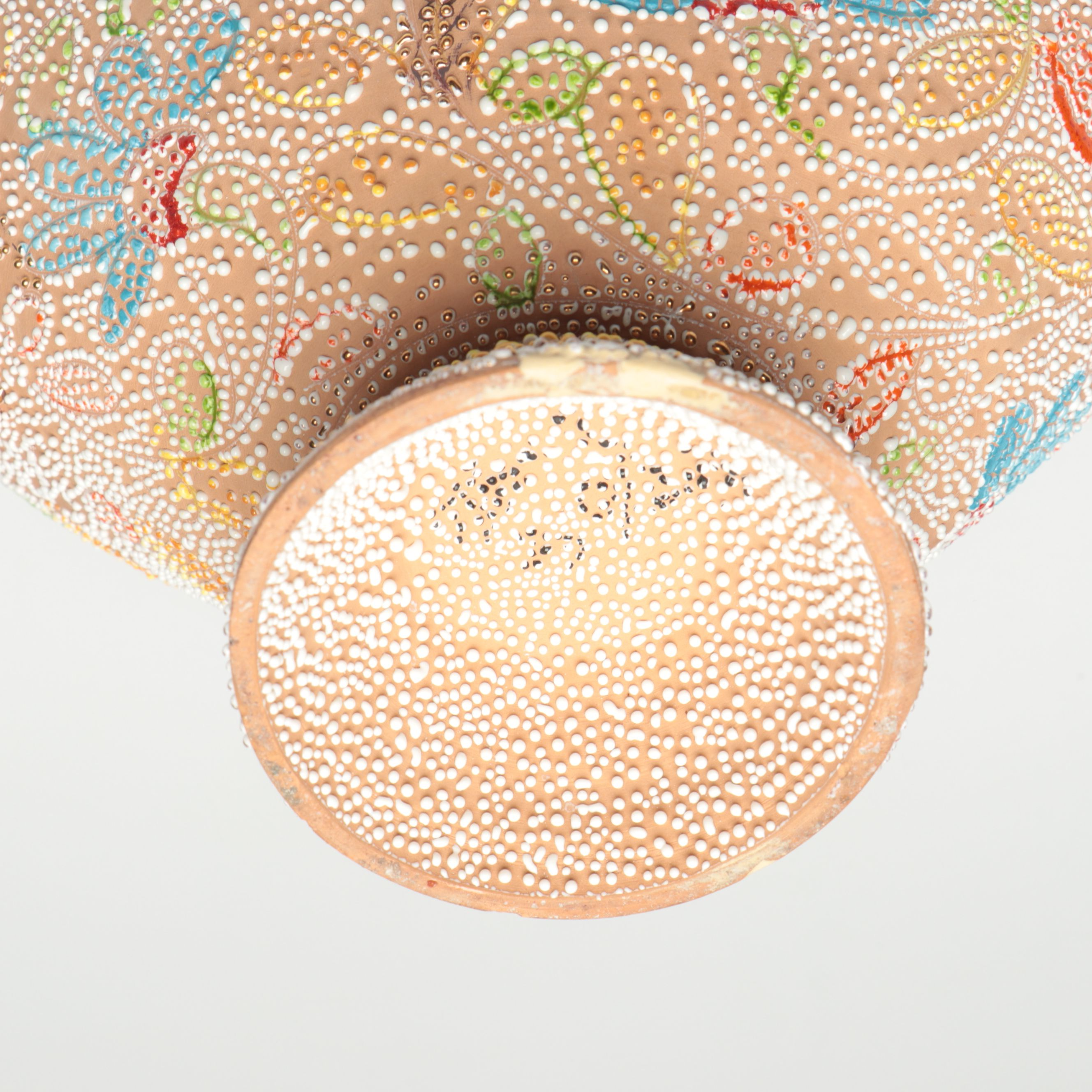 Japanese Ceramic Moriage Accented Double Handled Bowl, Early to Mid-20th Century