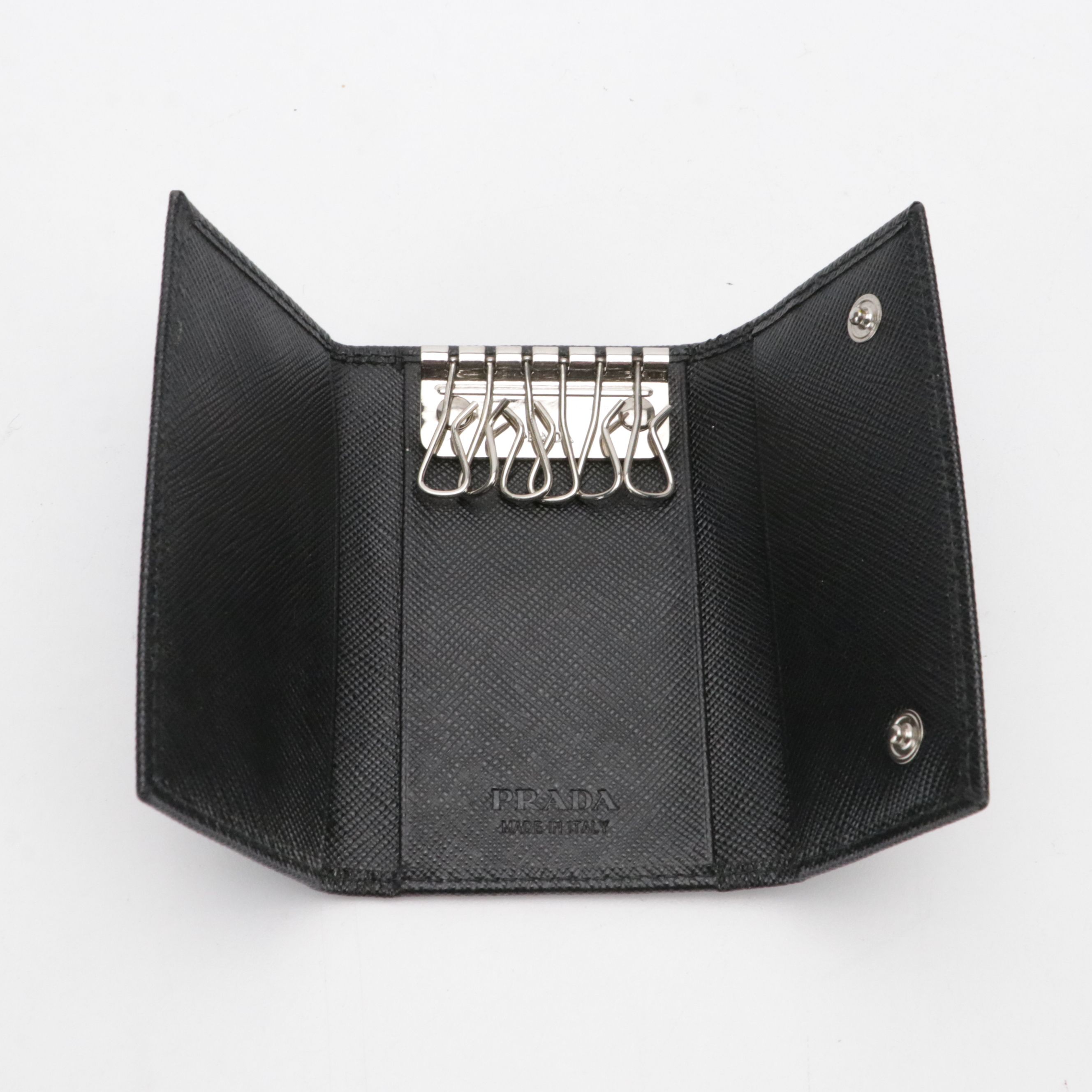 Prada Six-Key Trifold Case in Black Saffiano Leather