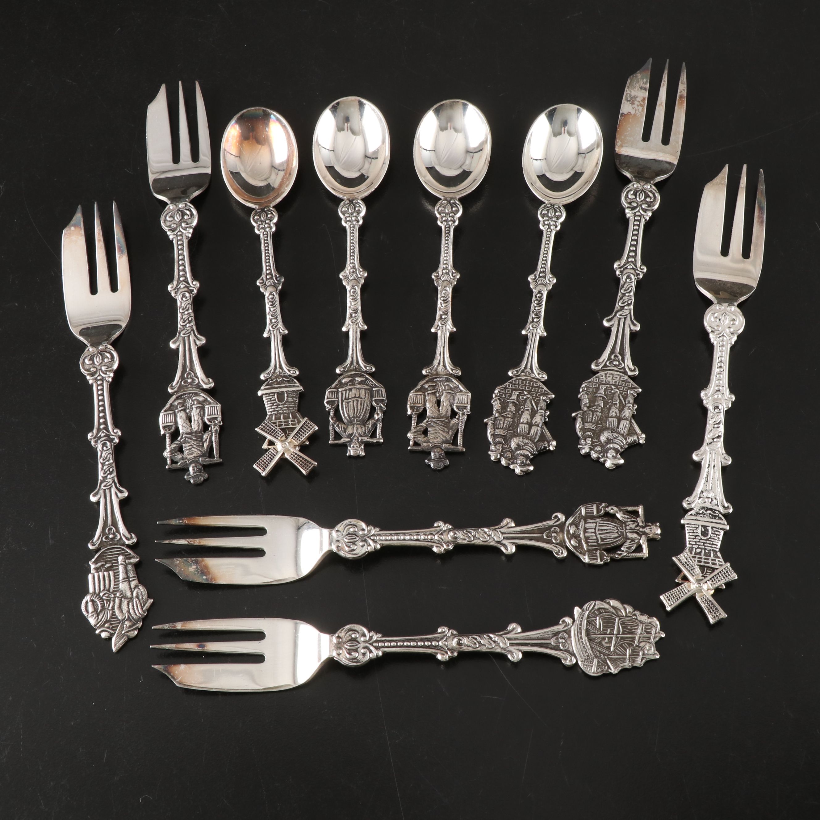 Dutch Silver Plate Souvenir Forks and Spoons