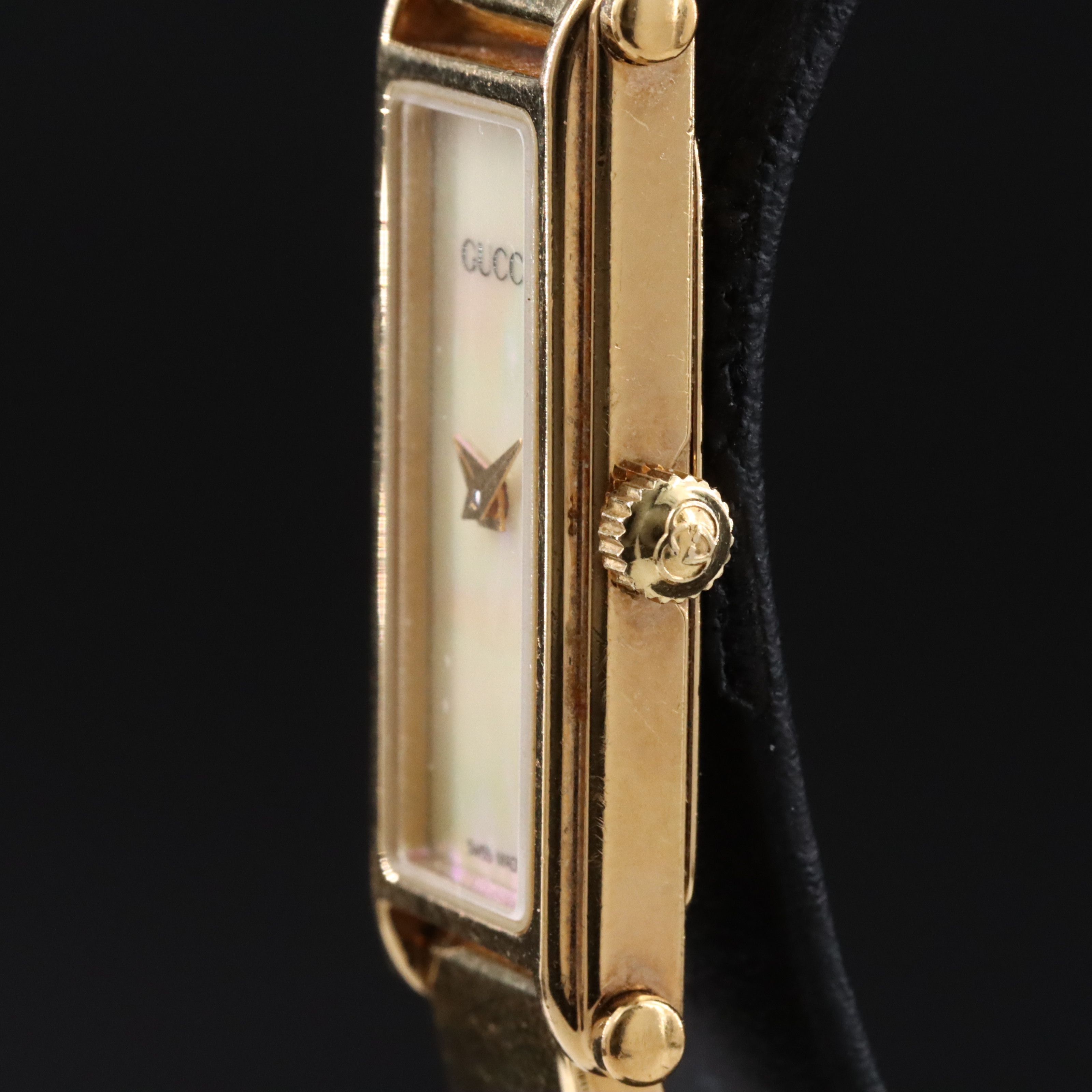 Gucci 1500L Mother-of-Pearl Dial Watch with Gold-Tone Bangle Bracelet