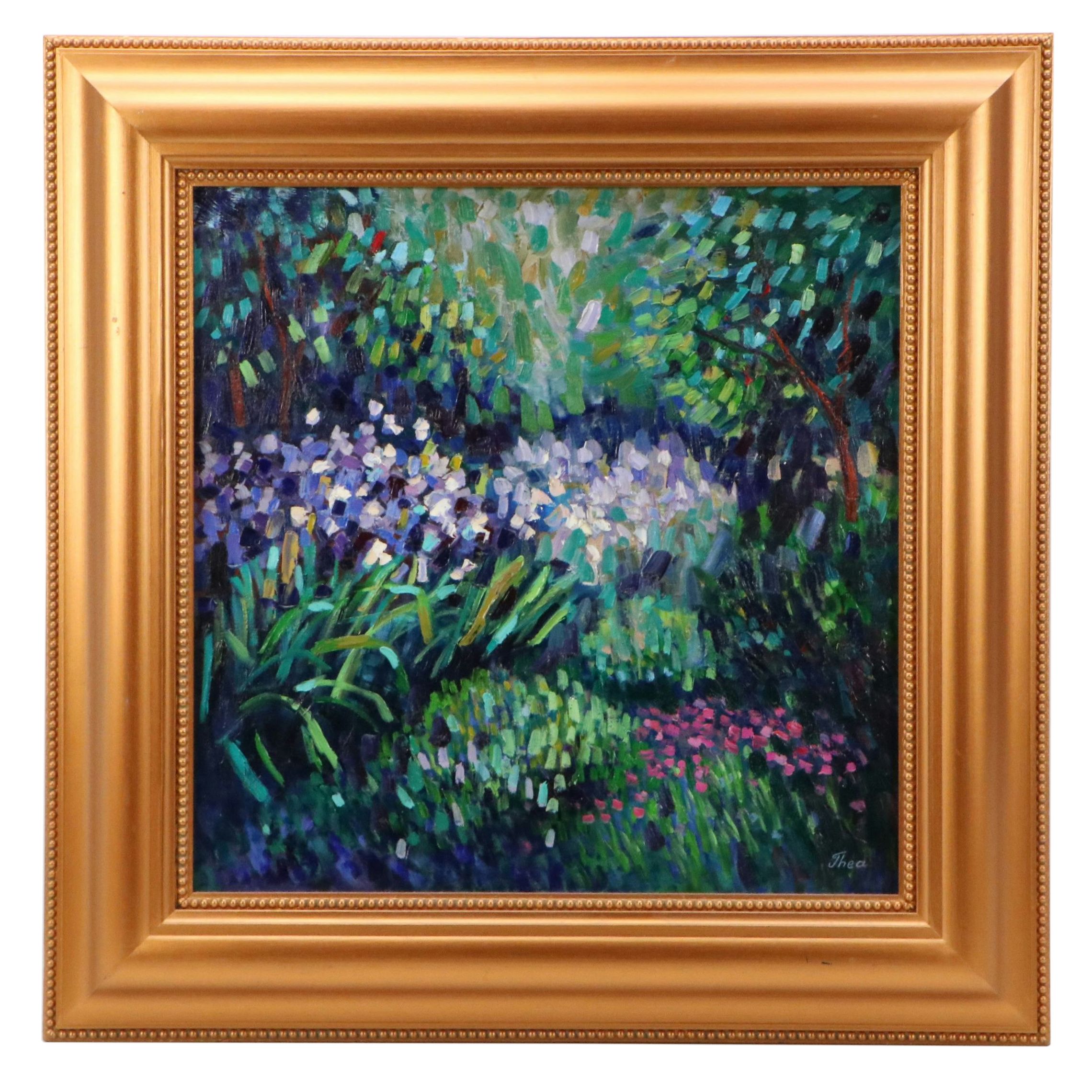 Thea Mamukelashvili Oil Painting of Flower Field, 21st Century