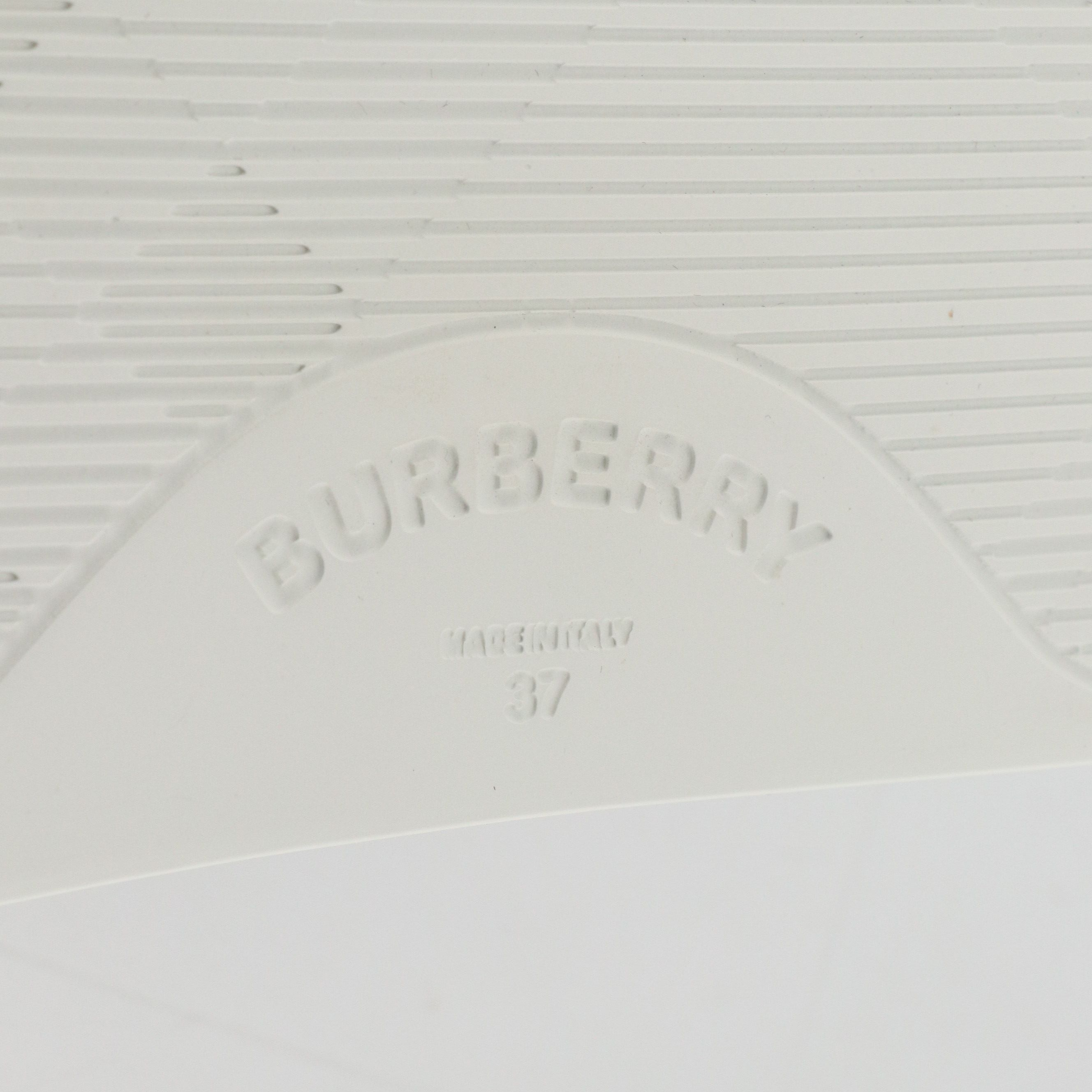 Burberry "Furley" Kingdom Motif White Rubber Slides, With Box