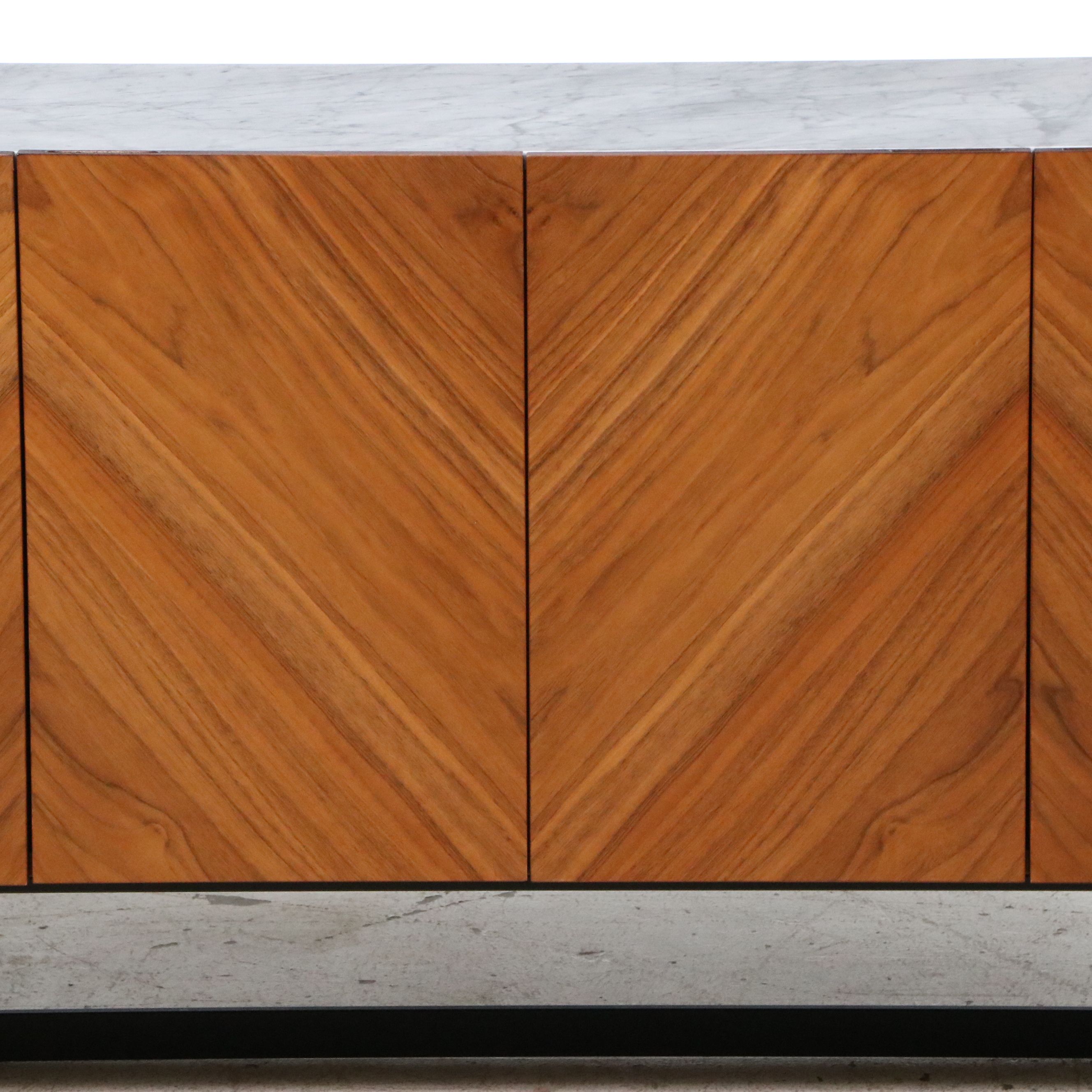 CB2 "Suspend" Tall Wood and Marble Sideboard, 2018