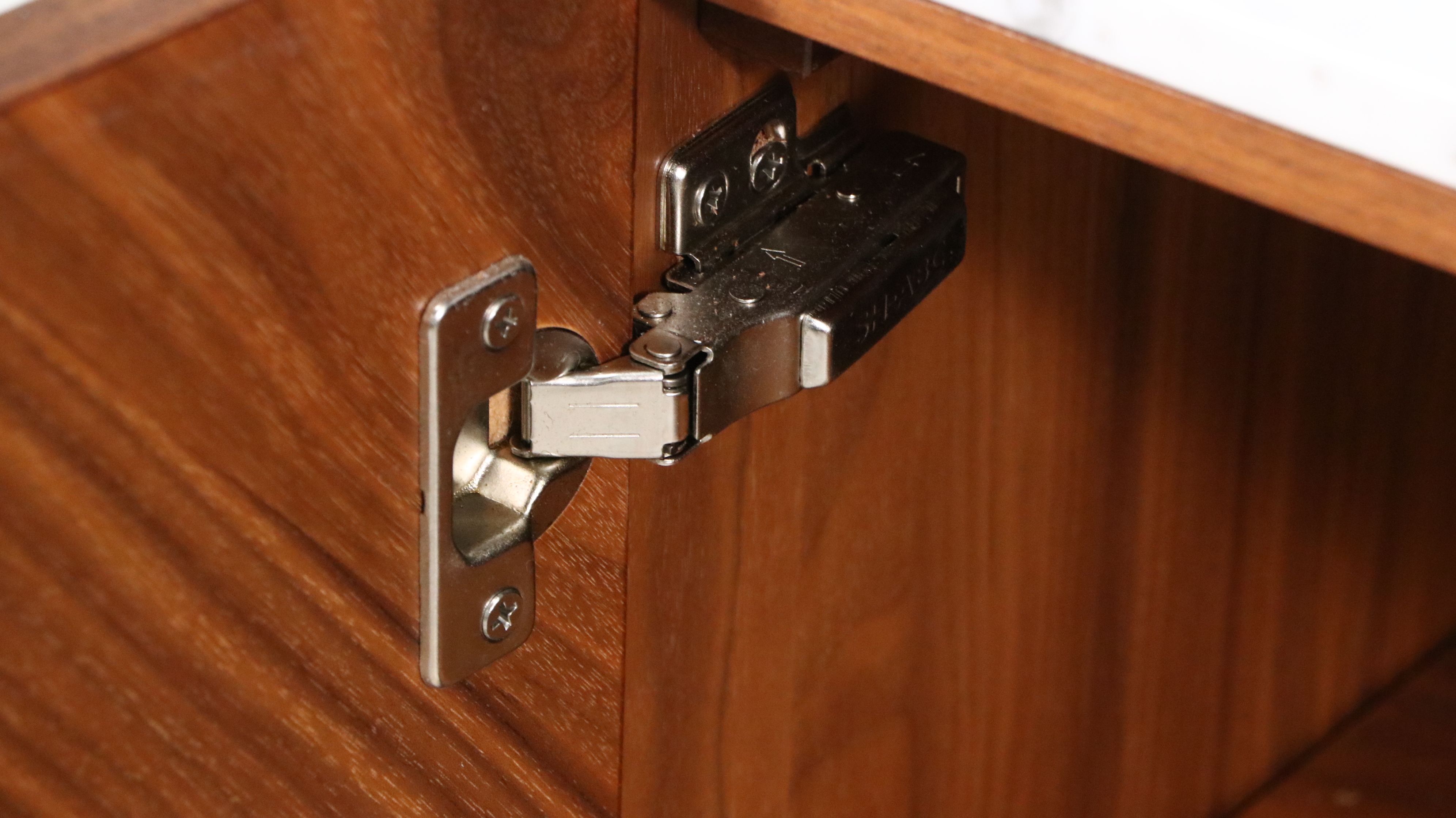 CB2 "Suspend" Tall Wood and Marble Sideboard, 2018